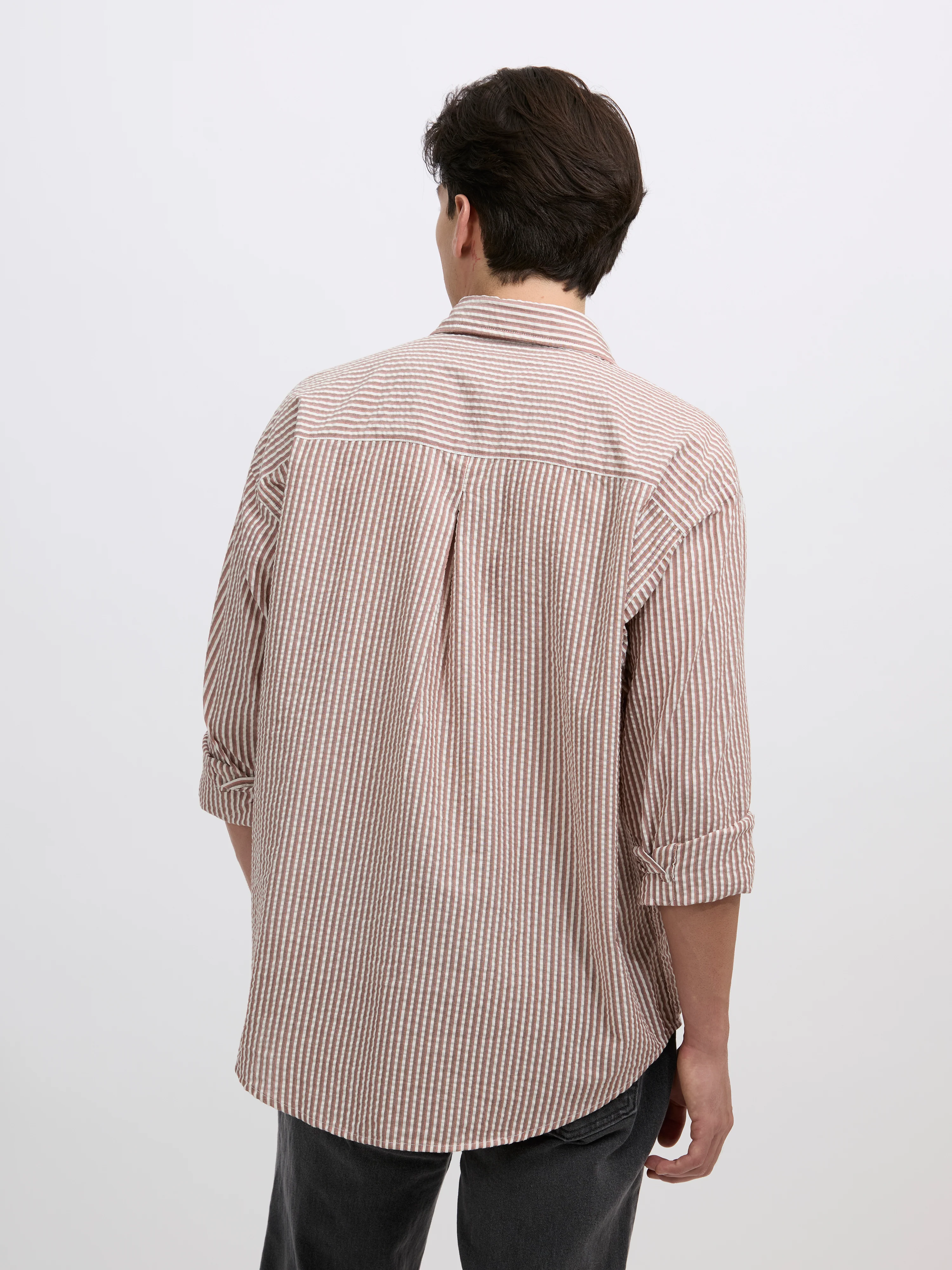Cullen - Casual Striped Shirt - Light Brown - Image 4