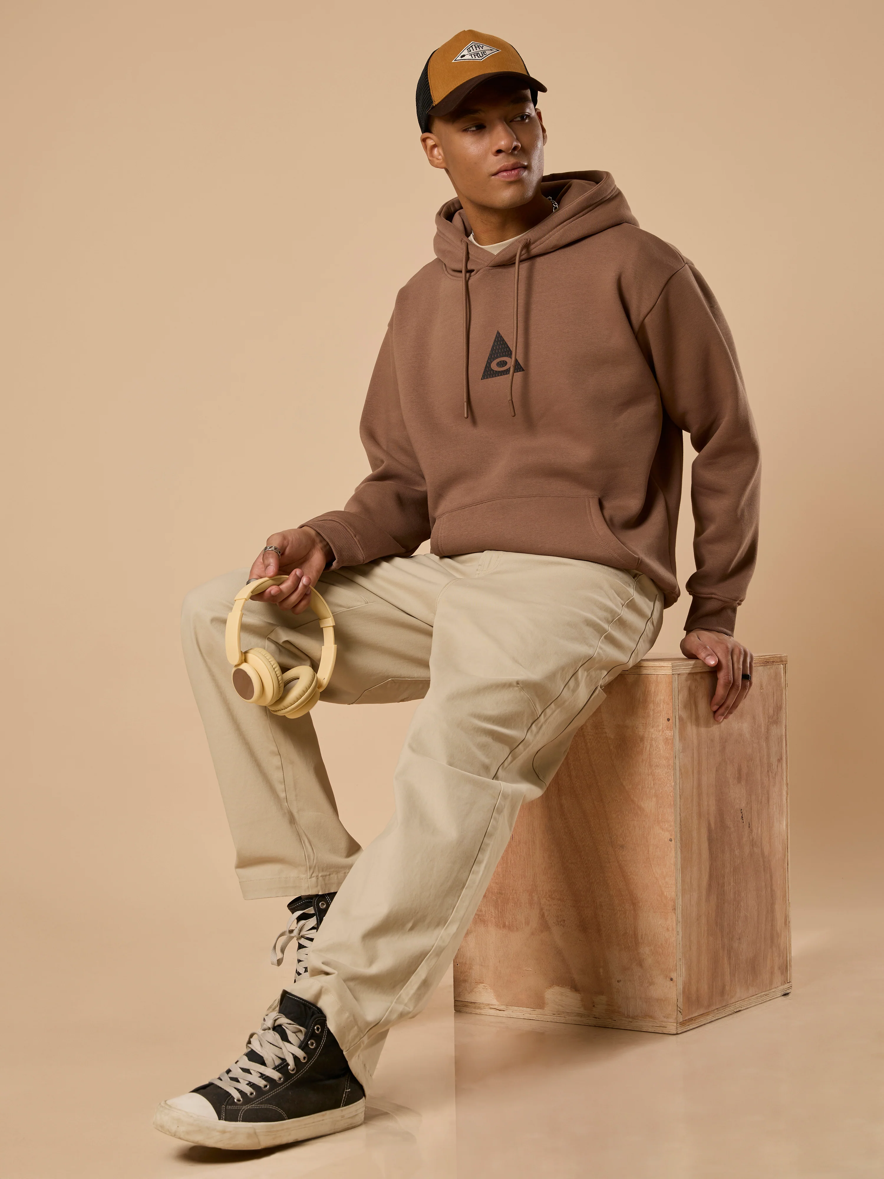 Drift - Printed Hoodie - Light Brown - Image 4