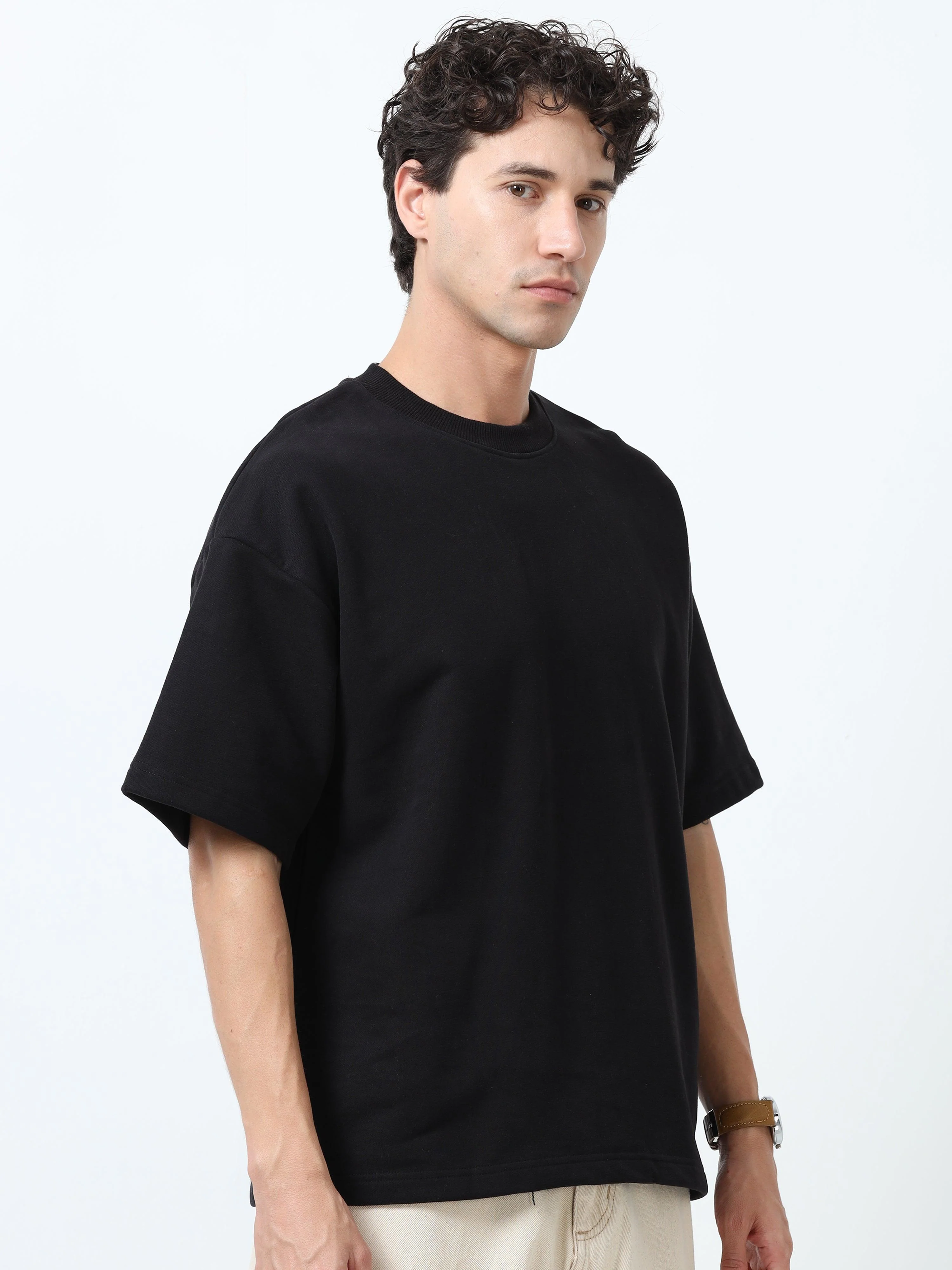 Elowen - Oversized Round neck T Shirt - Black - Image 3
