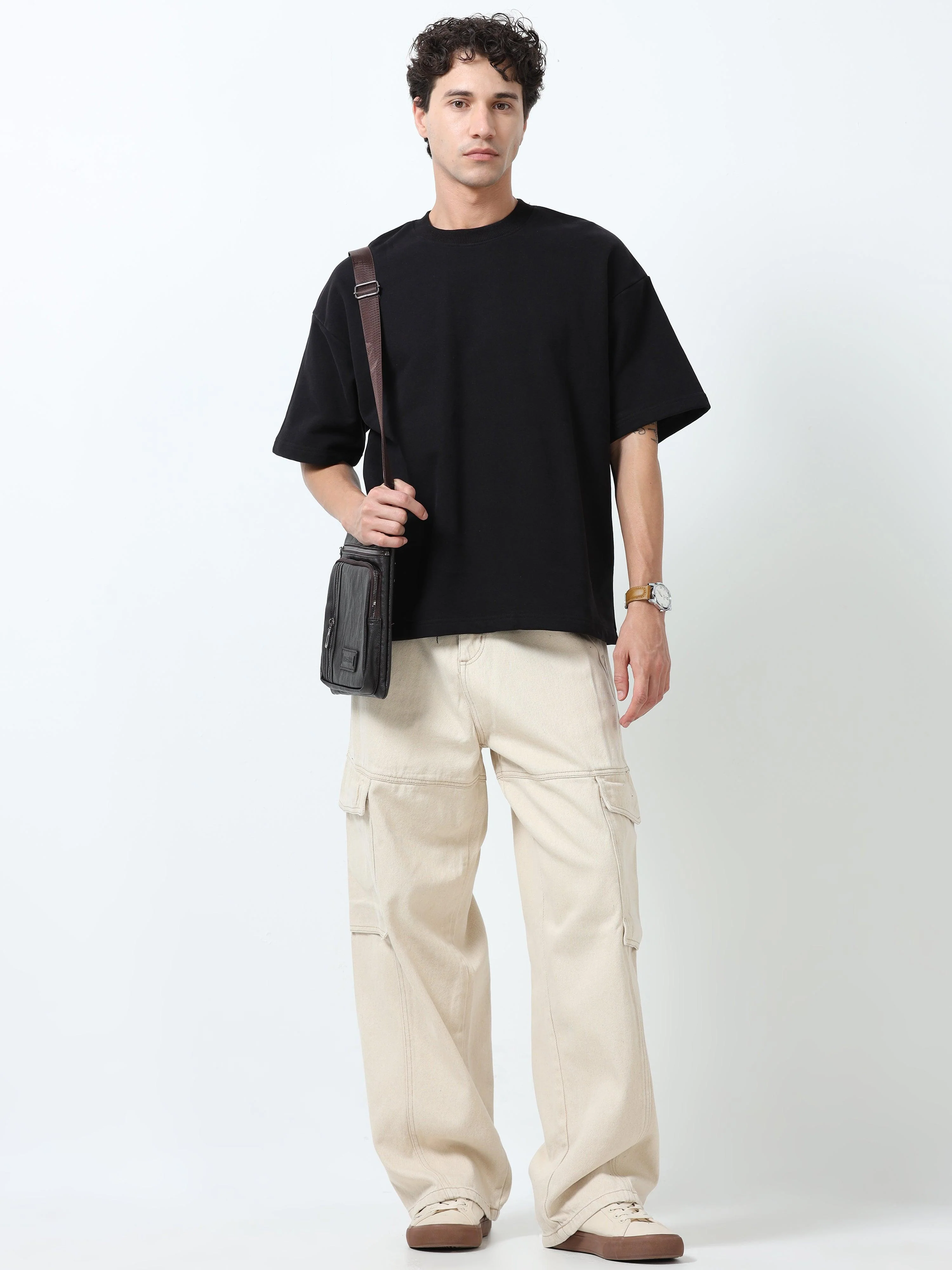 Elowen - Oversized Round neck T Shirt - Black - Image 5