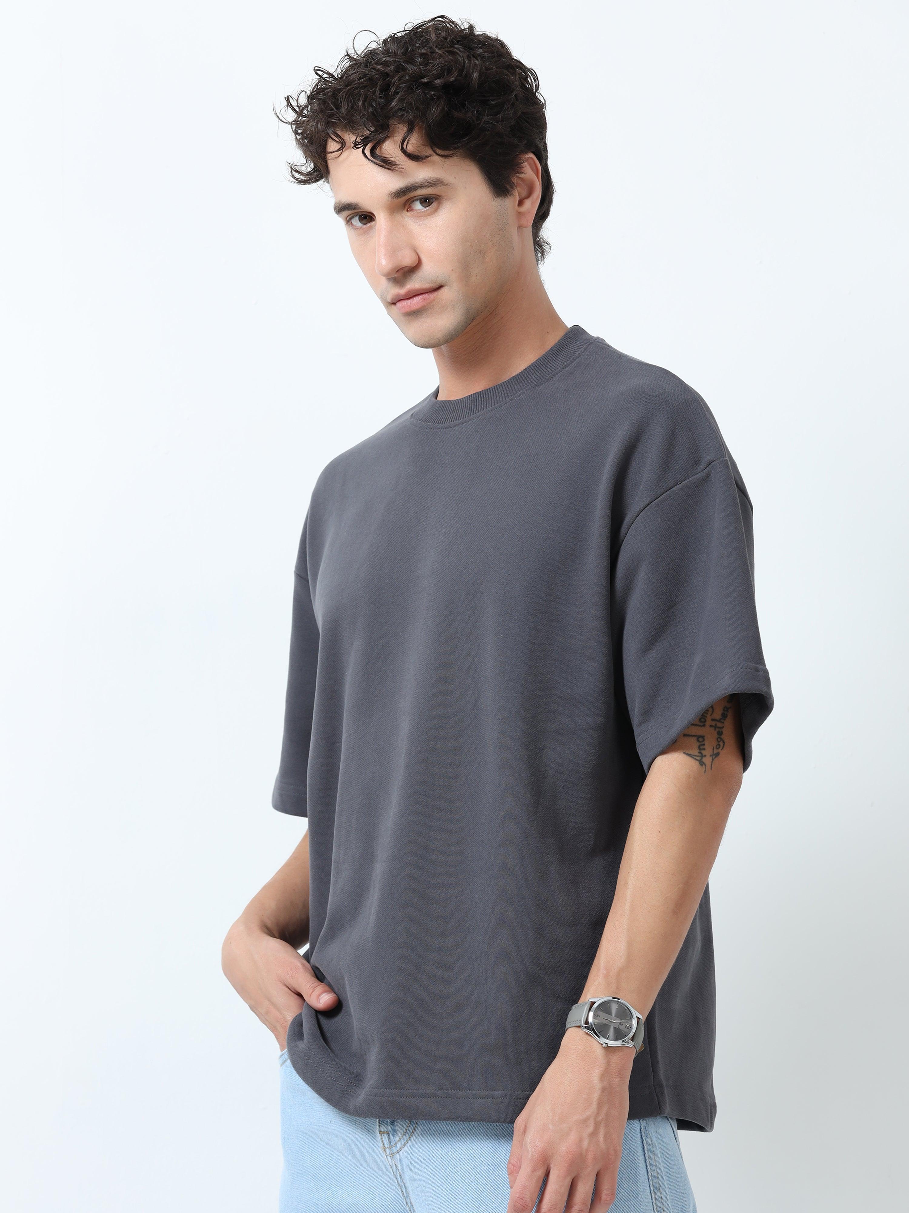 Elowen - Oversized Round neck T Shirt  - Grey - Image 3