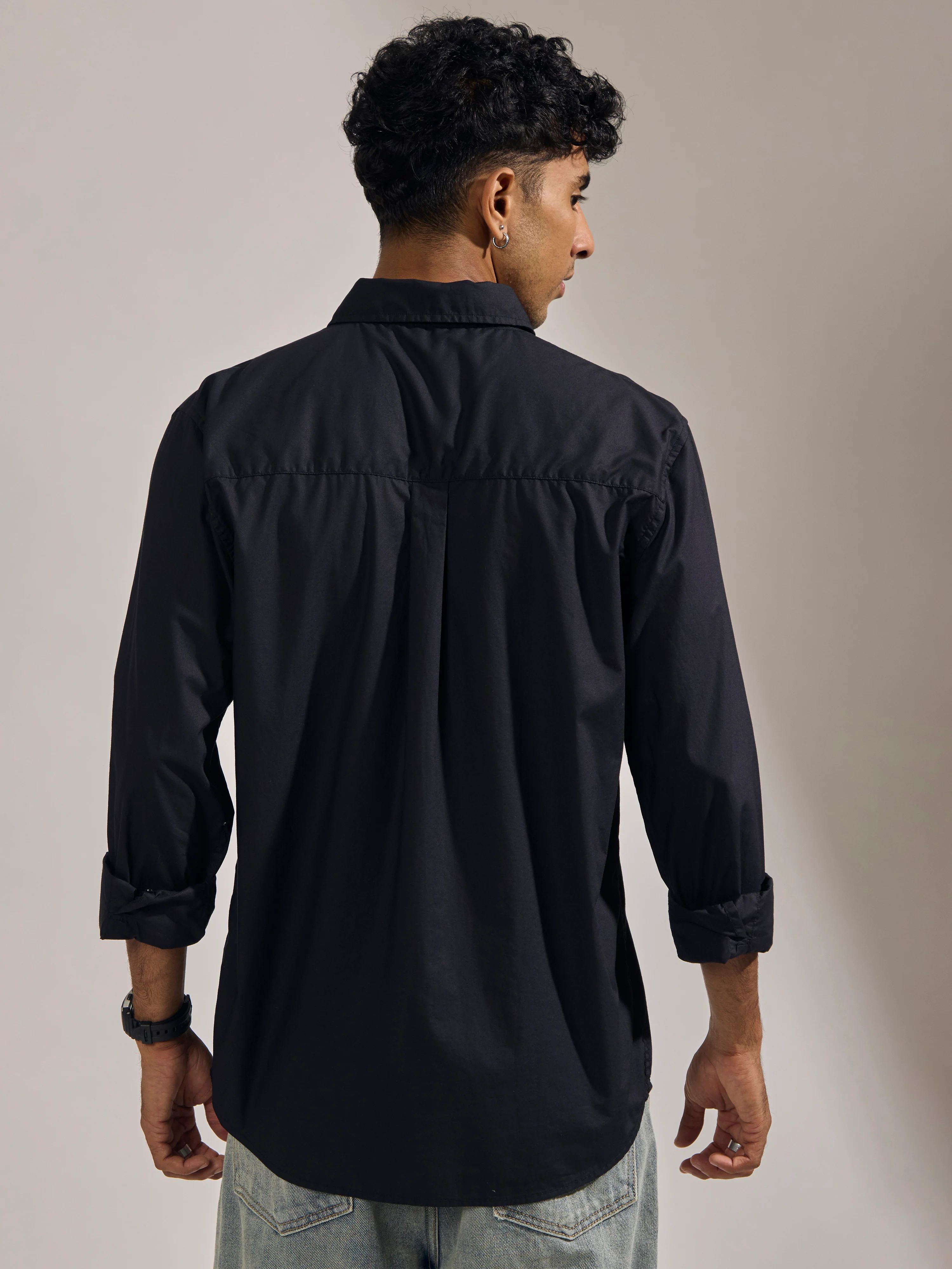 Eluded - Regular Fit Full Sleeve Poplin Shirt - Black - Image 6