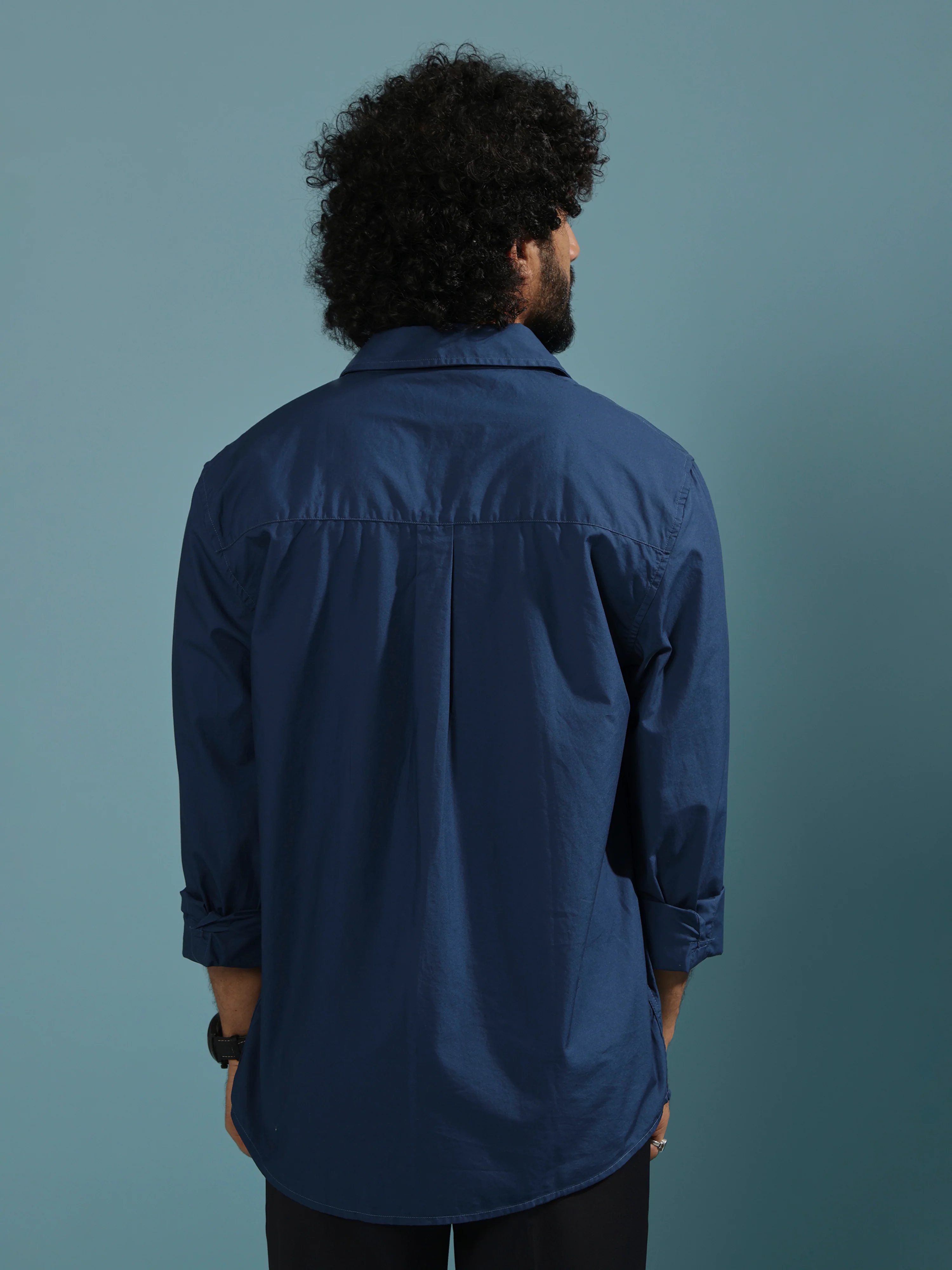 Eluded - Regular Fit Full Sleeve Poplin Shirt - Dark Blue - Image 6