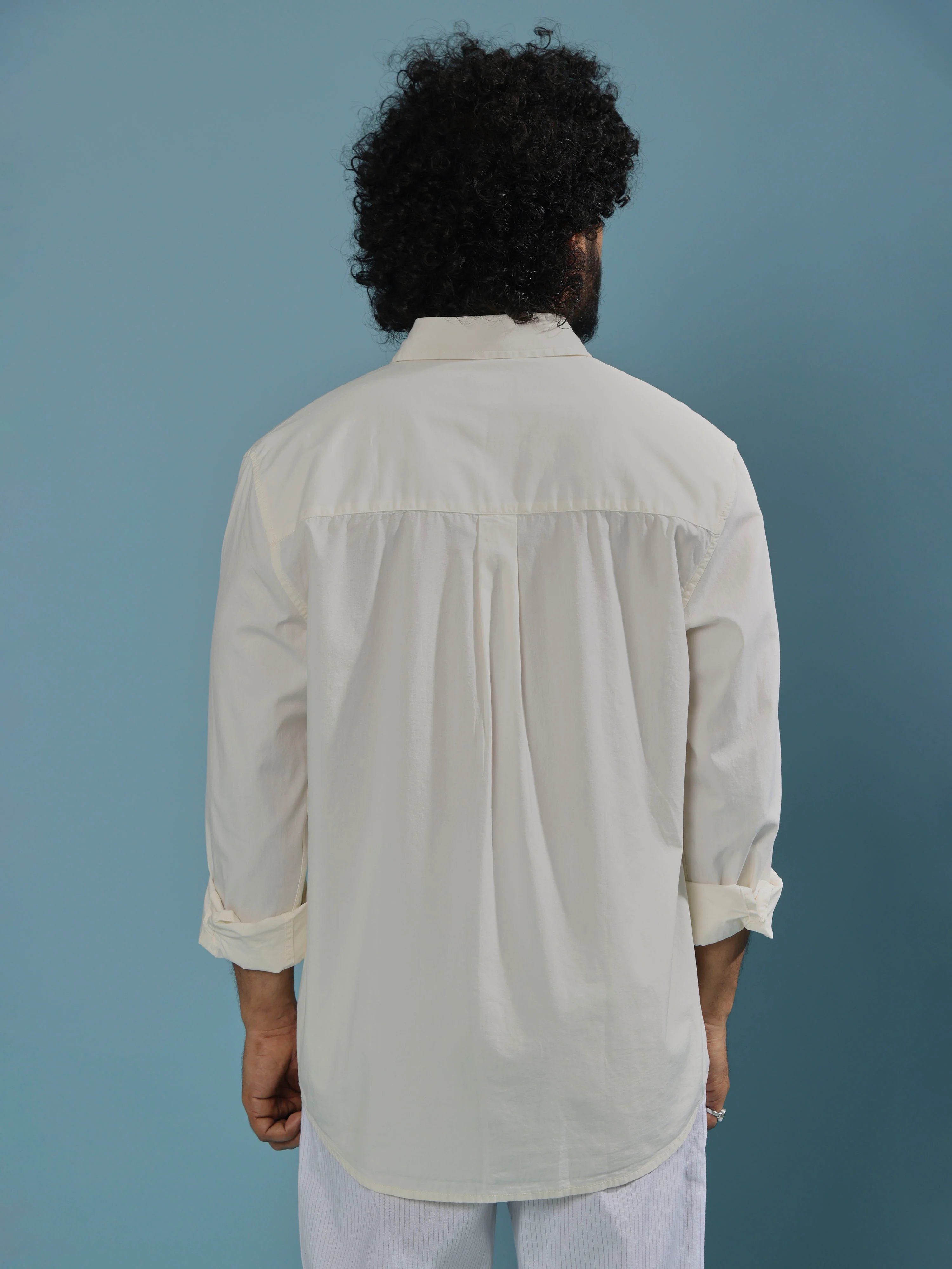 Eluded - Regular Fit Full Sleeve Poplin Shirt - Off White - Image 7