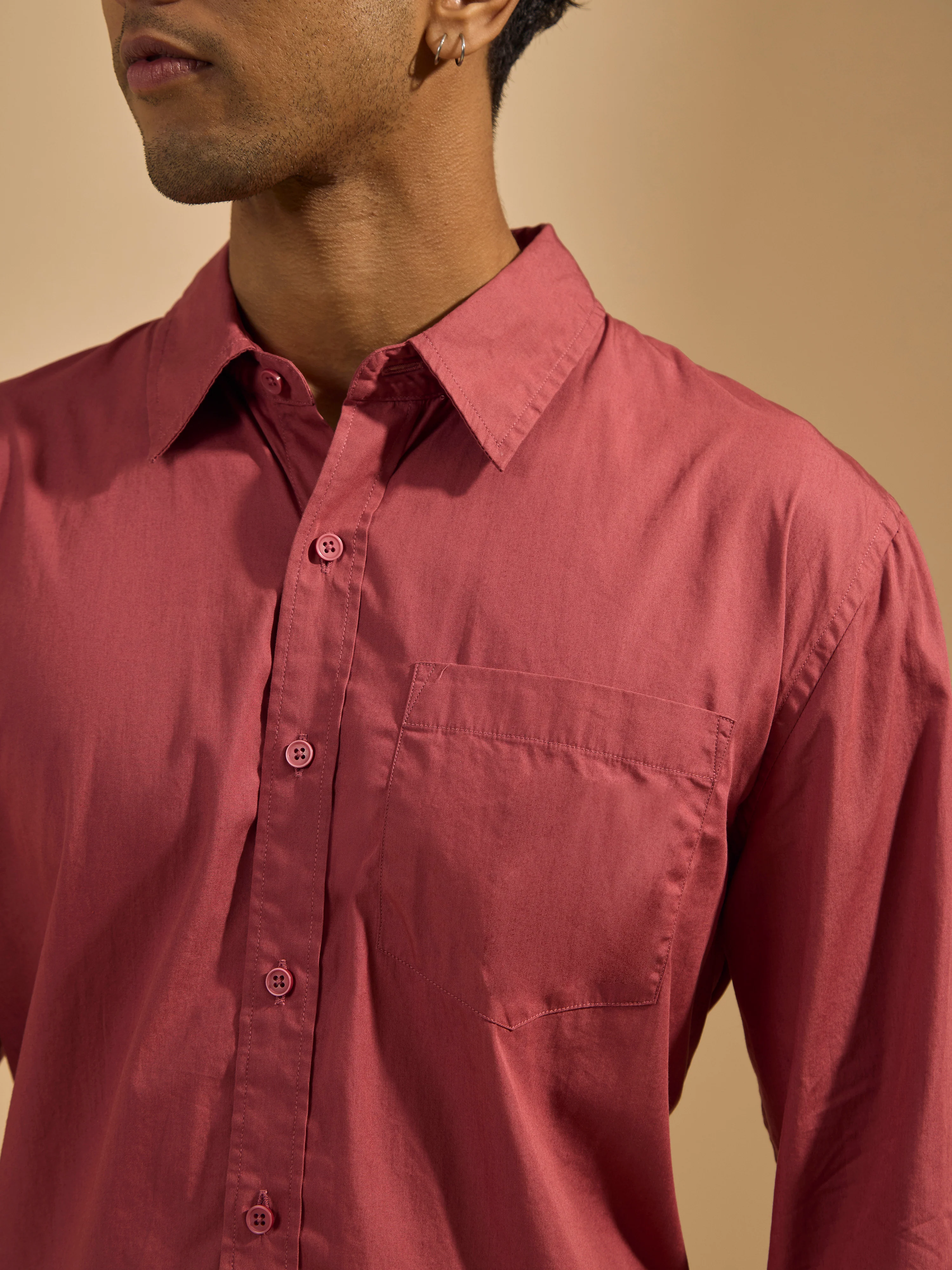 Eluded - Regular Fit Full Sleeve Poplin Shirt - Red - Image 2