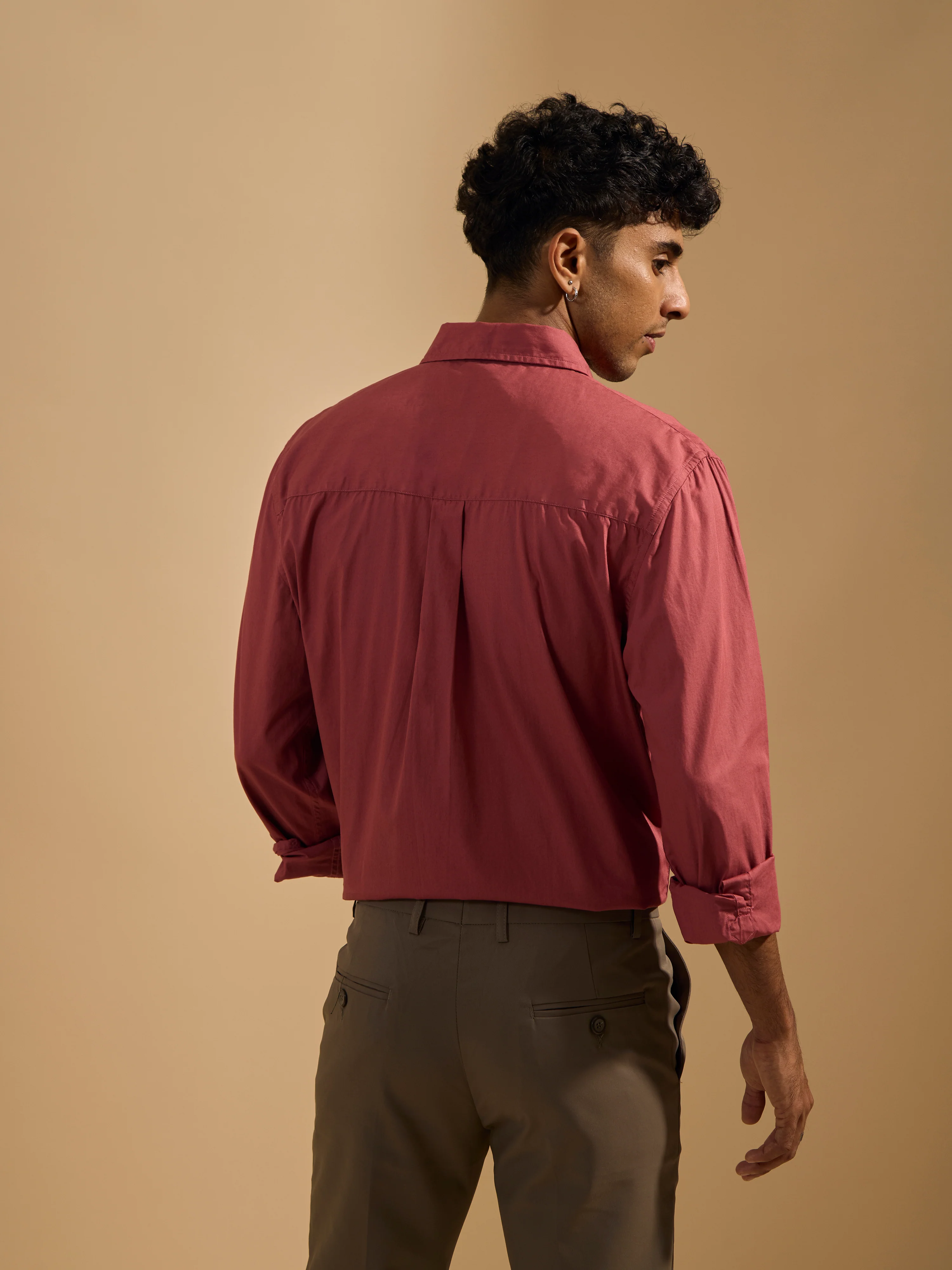 Eluded - Regular Fit Full Sleeve Poplin Shirt - Red - Image 6