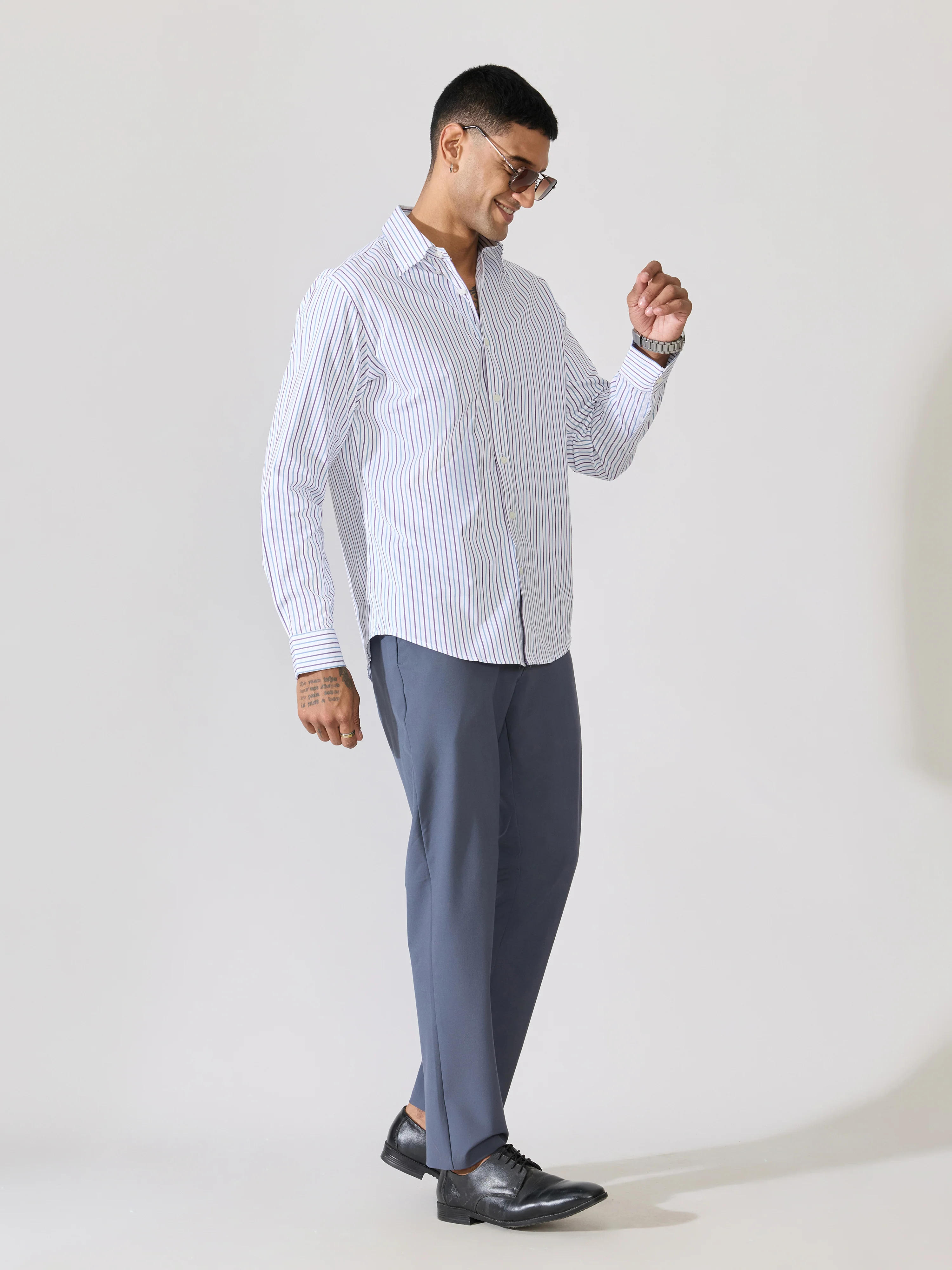 Erzela - Smart Fit Striped Shirt - Indigo - Image 3