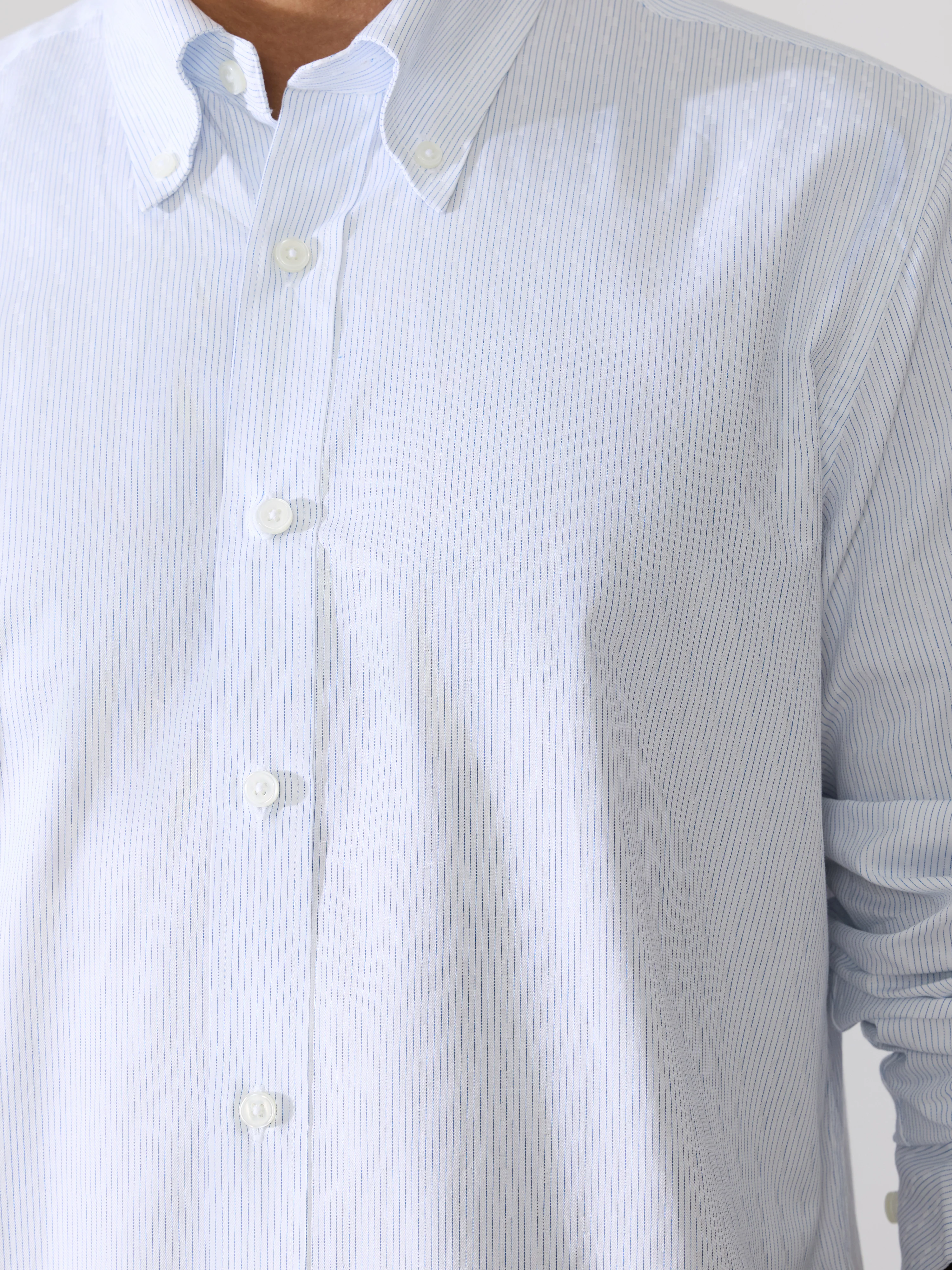 Erzela - Smart Fit Striped Shirt - Light Blue - Image 3