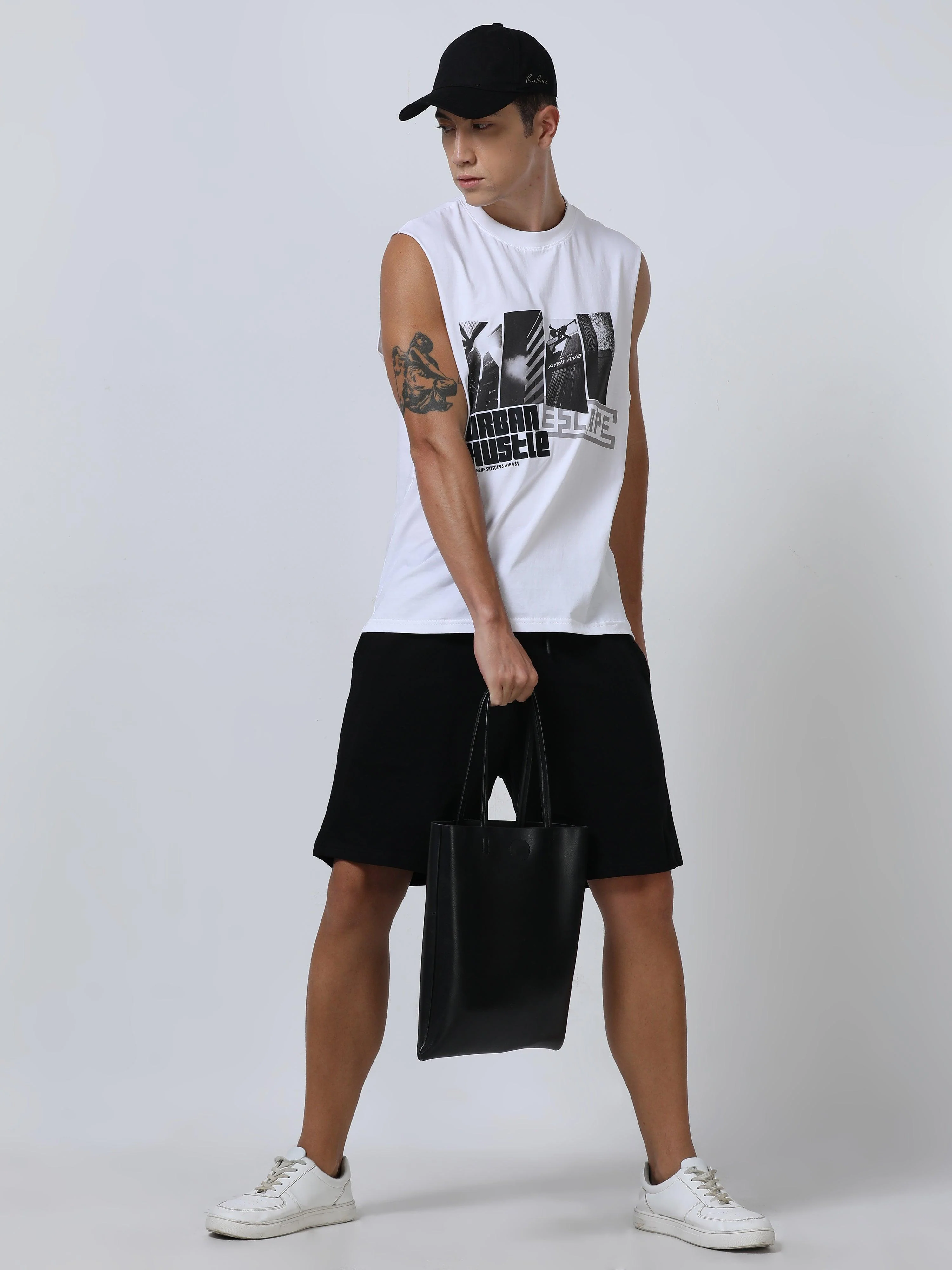 Escape Printed Sleeveless T-Shirt White - Image 6