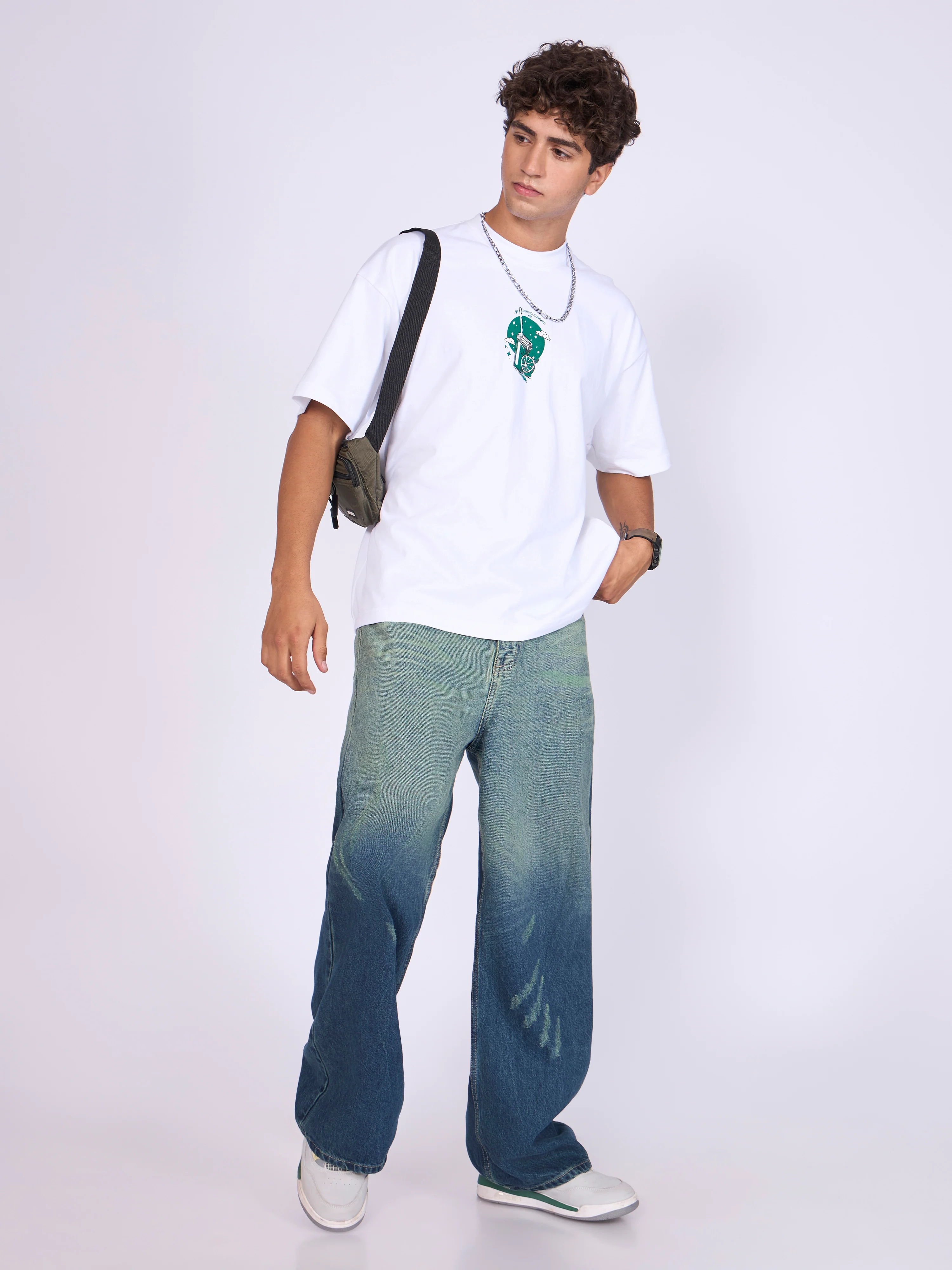Everston - Lemonade Printed Baggy T-Shirt - White - Image 3