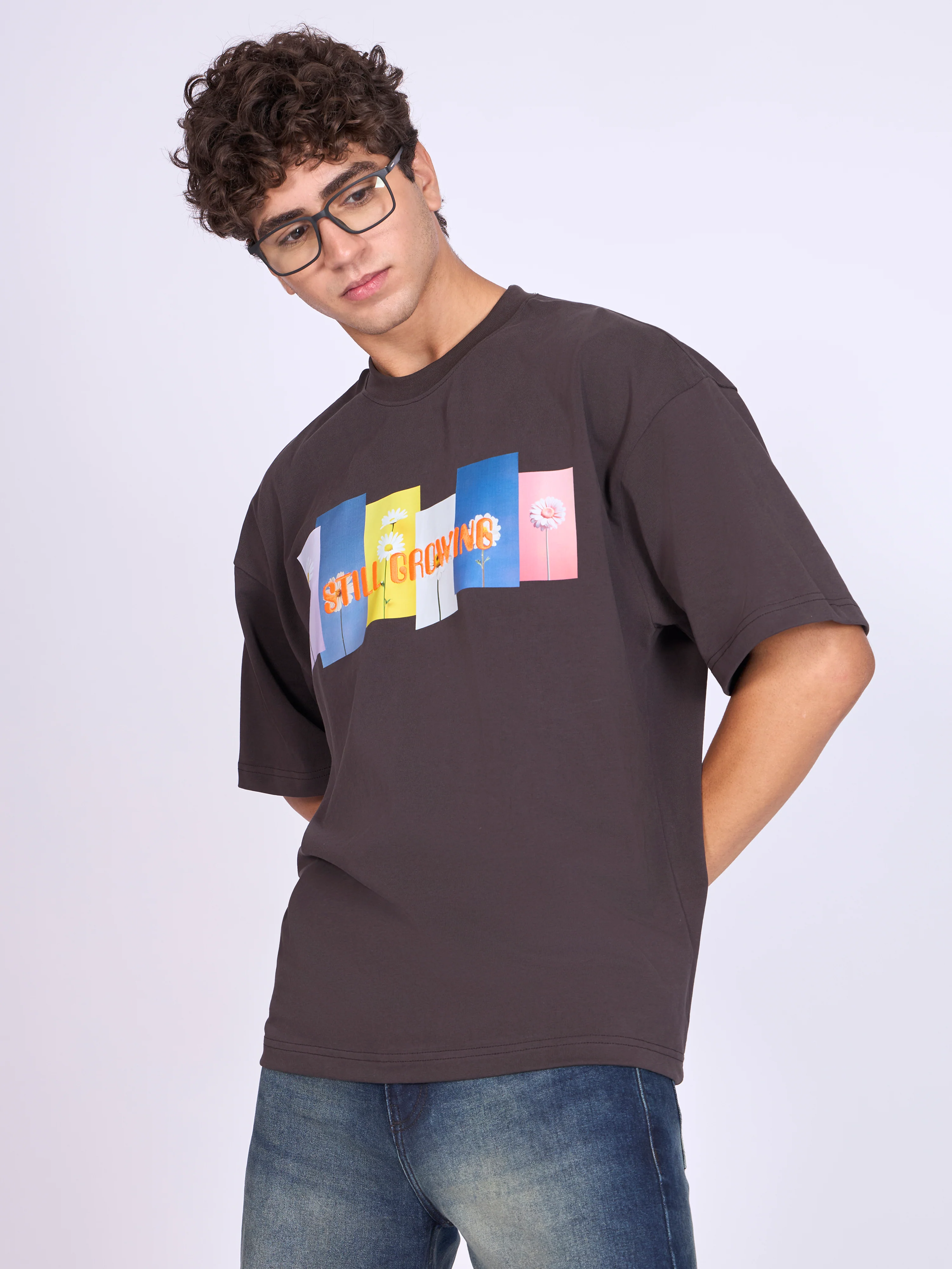 Everston - Still Growing Printed Baggy T-Shirt - Ground Coffee - Image 5