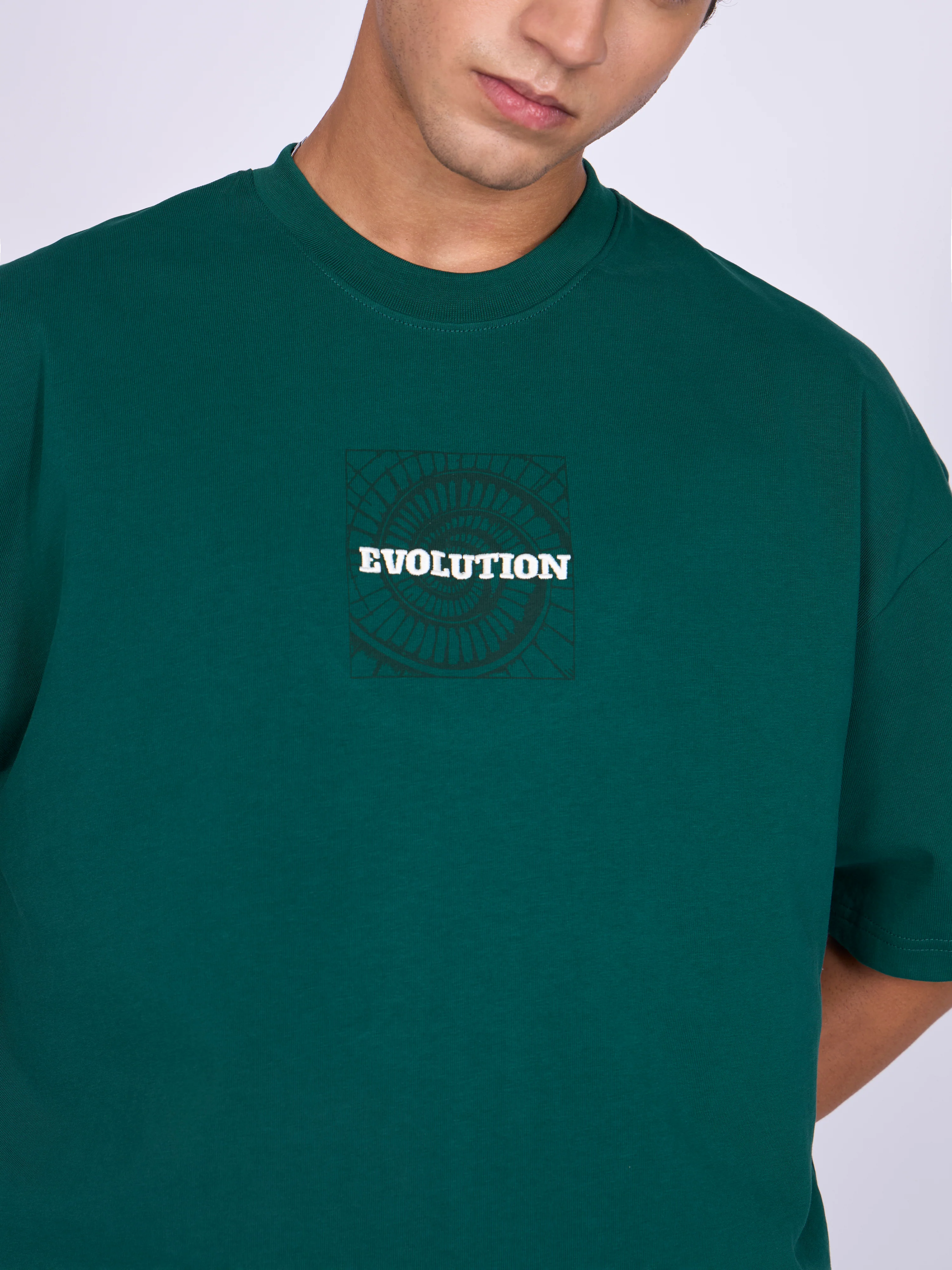 Evolution - Baggy Printed T-Shirt - Deep Emerald Green - Image 5