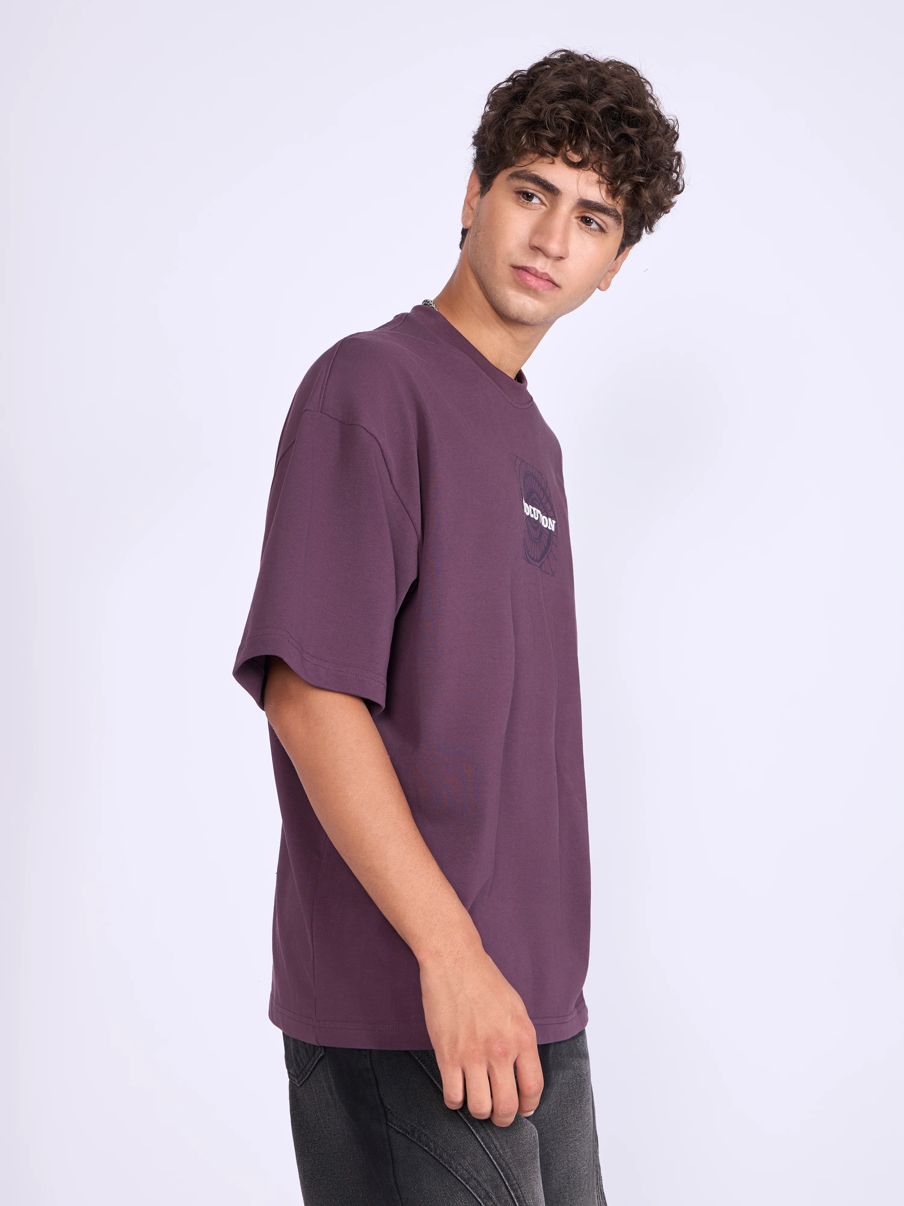 Evolution  - Baggy Printed T-Shirt - Midnight Plum - Image 4
