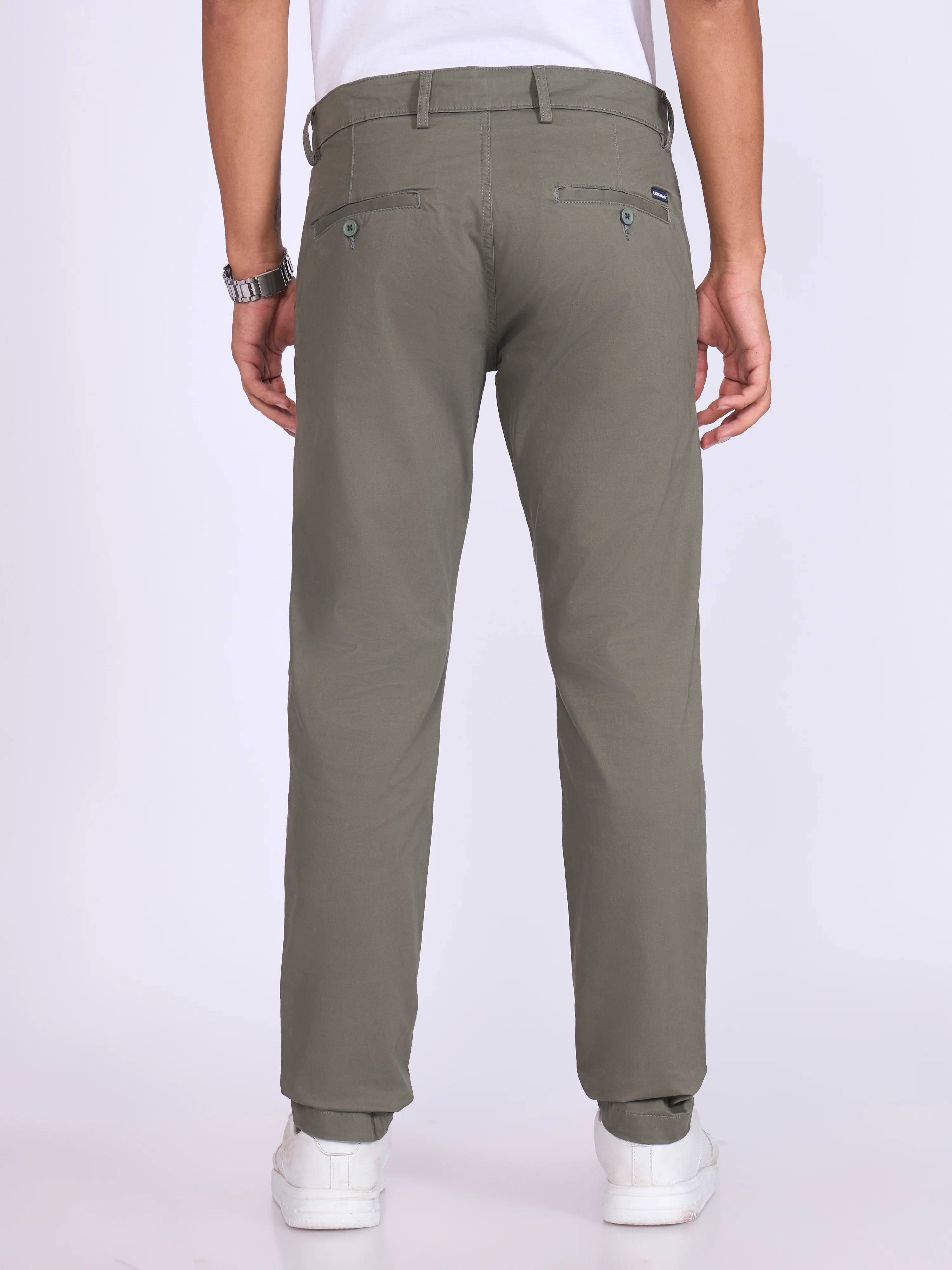 Existence - Skinny Fit Cotton Pant - Sage Green - Image 5