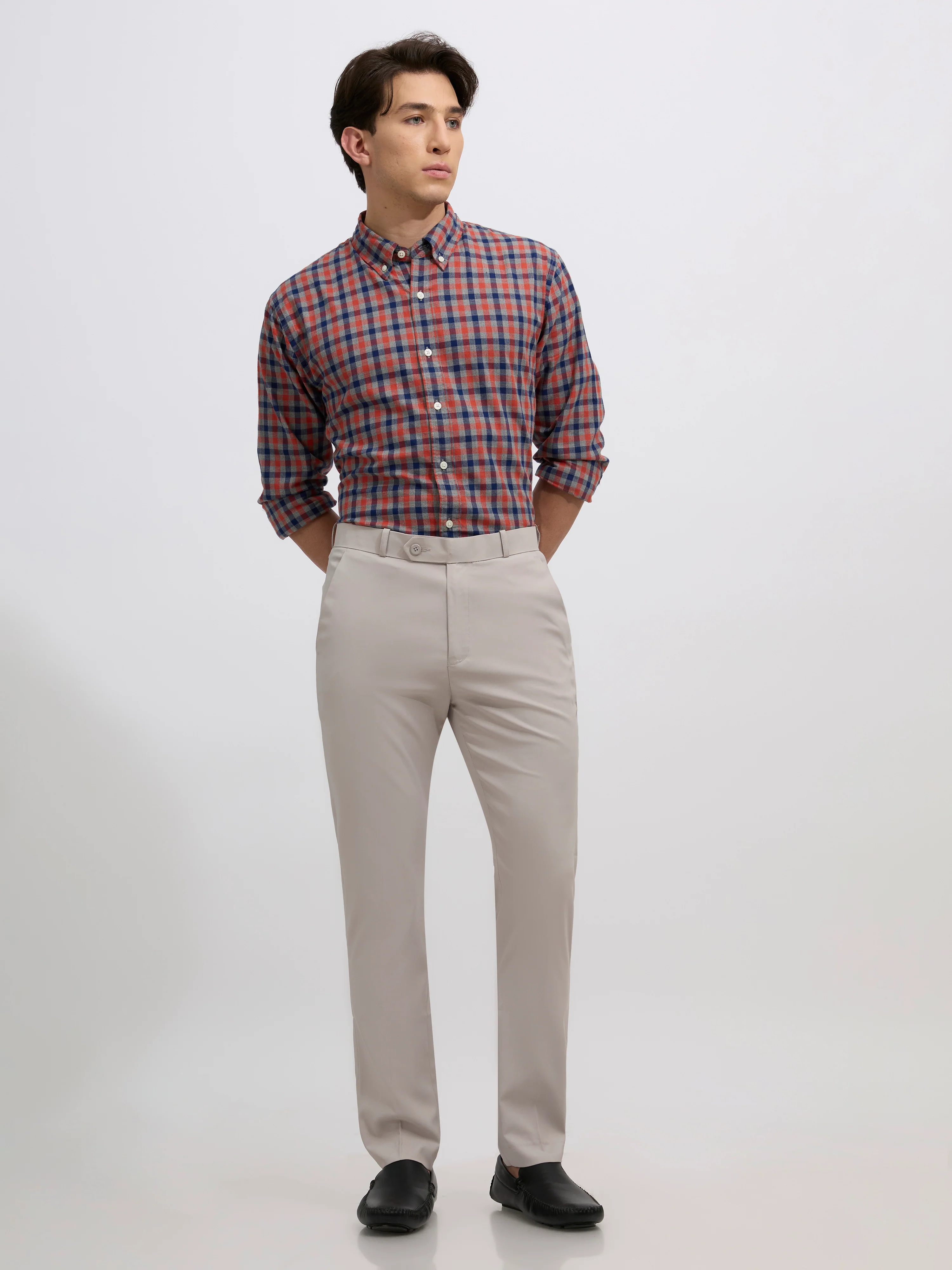 Falcon - Skinny fit Formal Pant - Sand Grey - Image 3