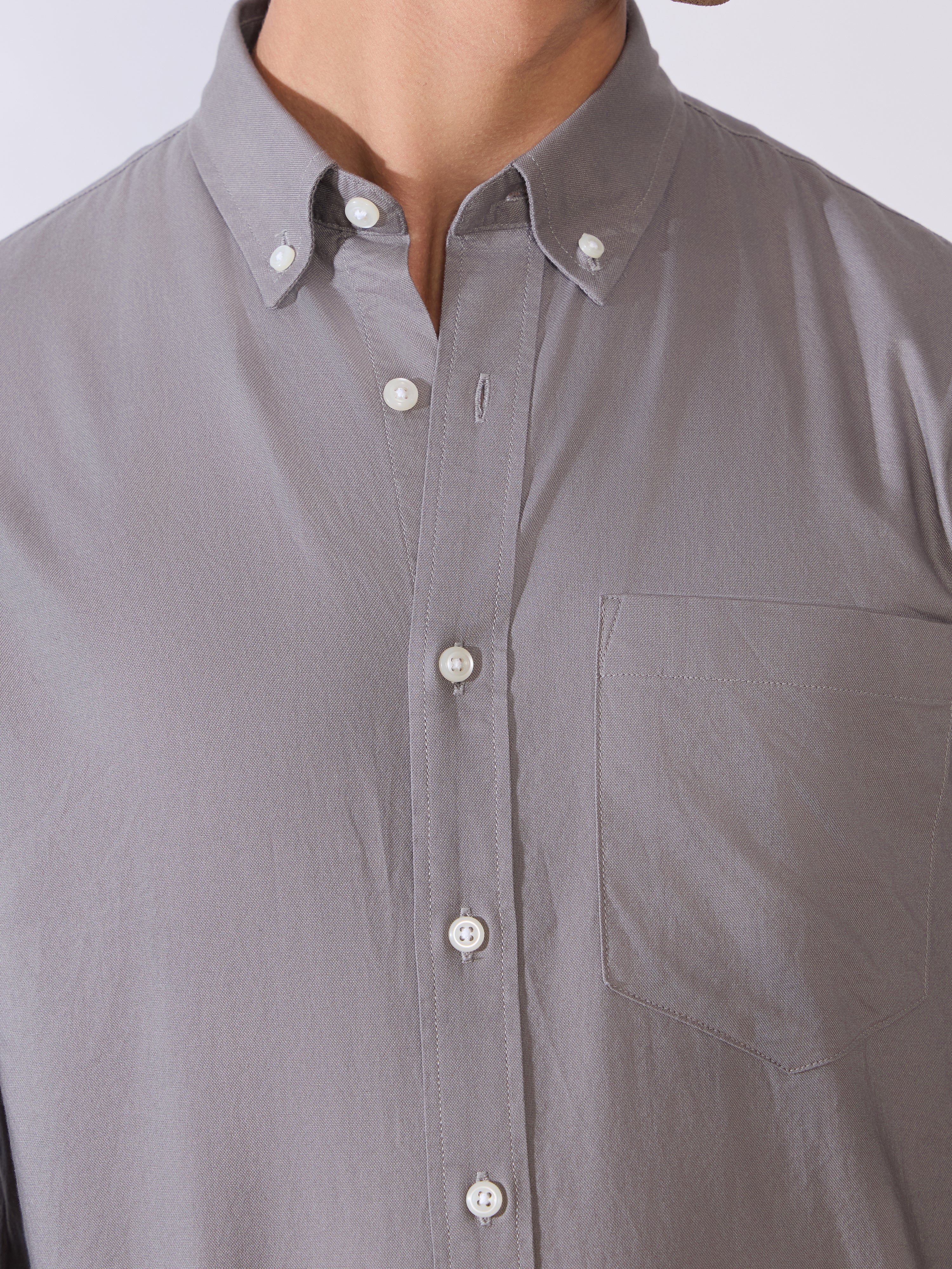 Flux - Relaxed Fit Oxford Shirt - Dark Grey - Image 3