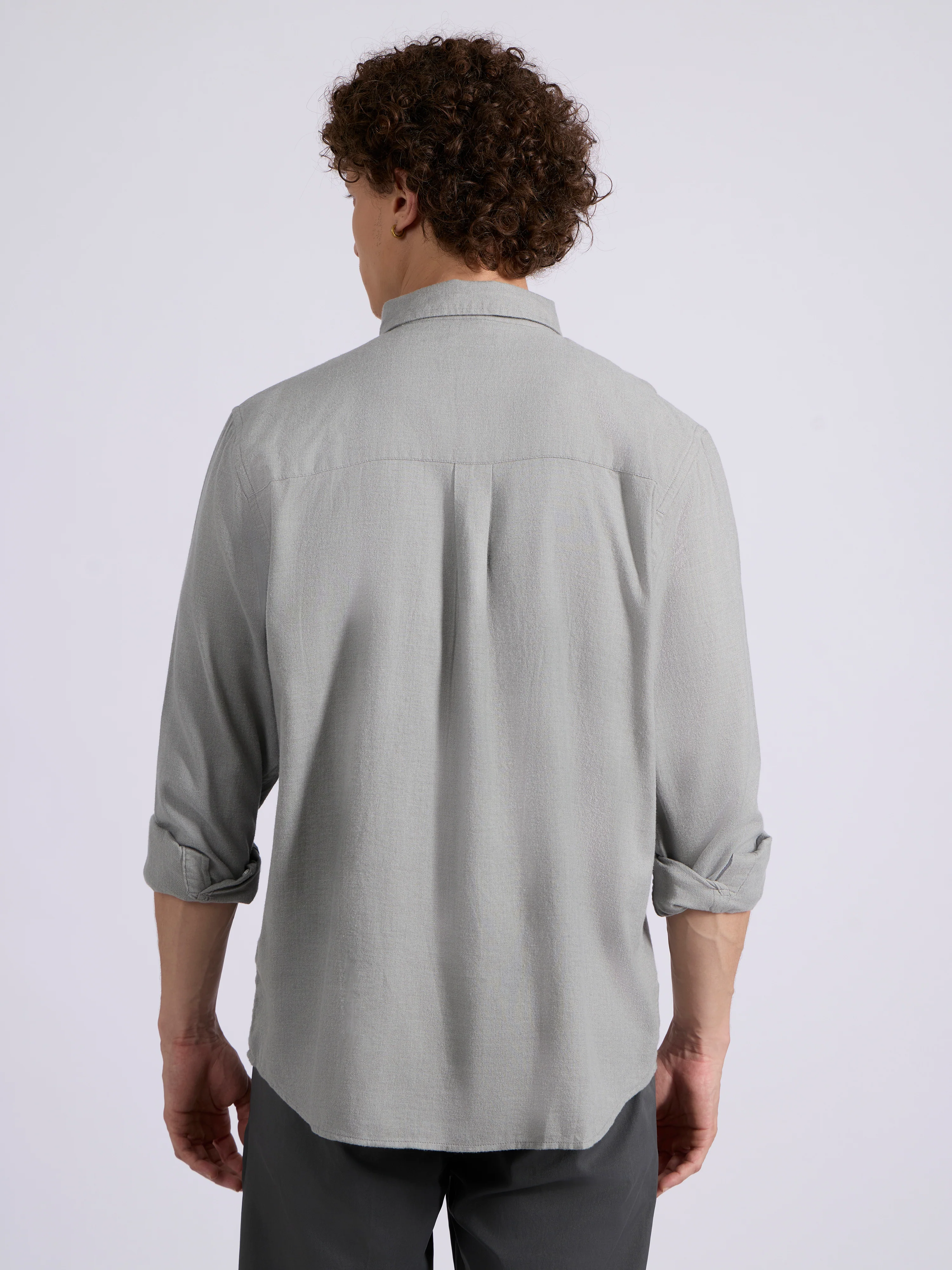 Garret - Brushed Plain Shirt - Light Grey - Image 6