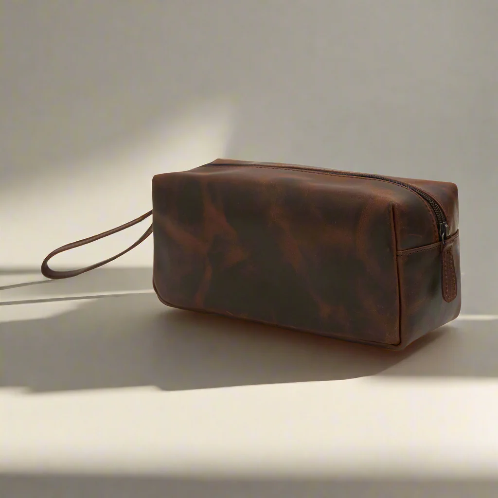 Godfrey - Basic Cosmetic Leather Bag - Brown