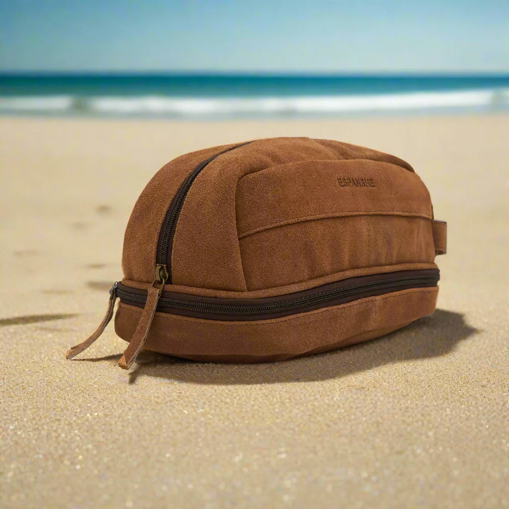 Godfrey - Suede Leather Cosmetic Bag - Tan