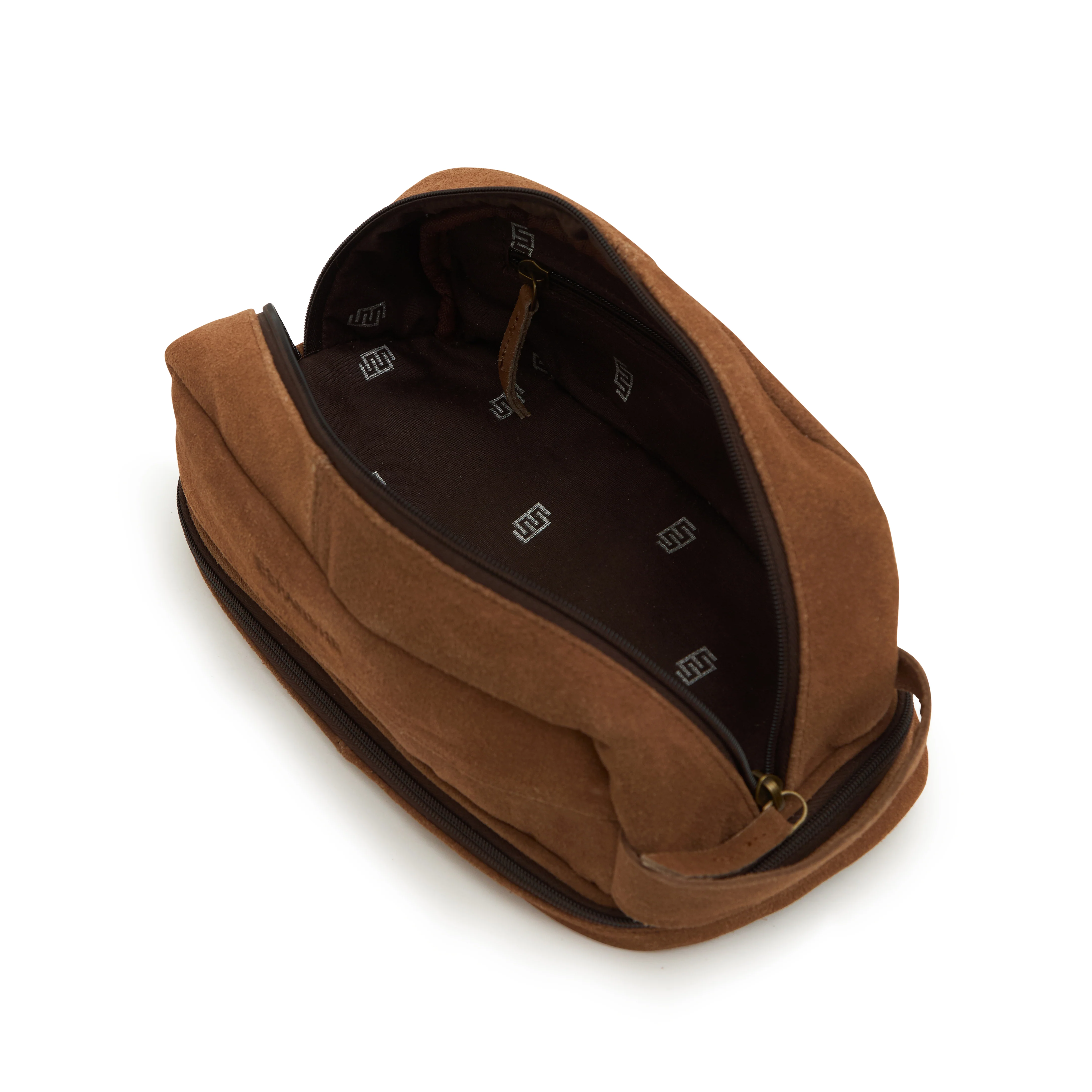 Godfrey - Suede Leather Cosmetic Bag - Tan - Image 3