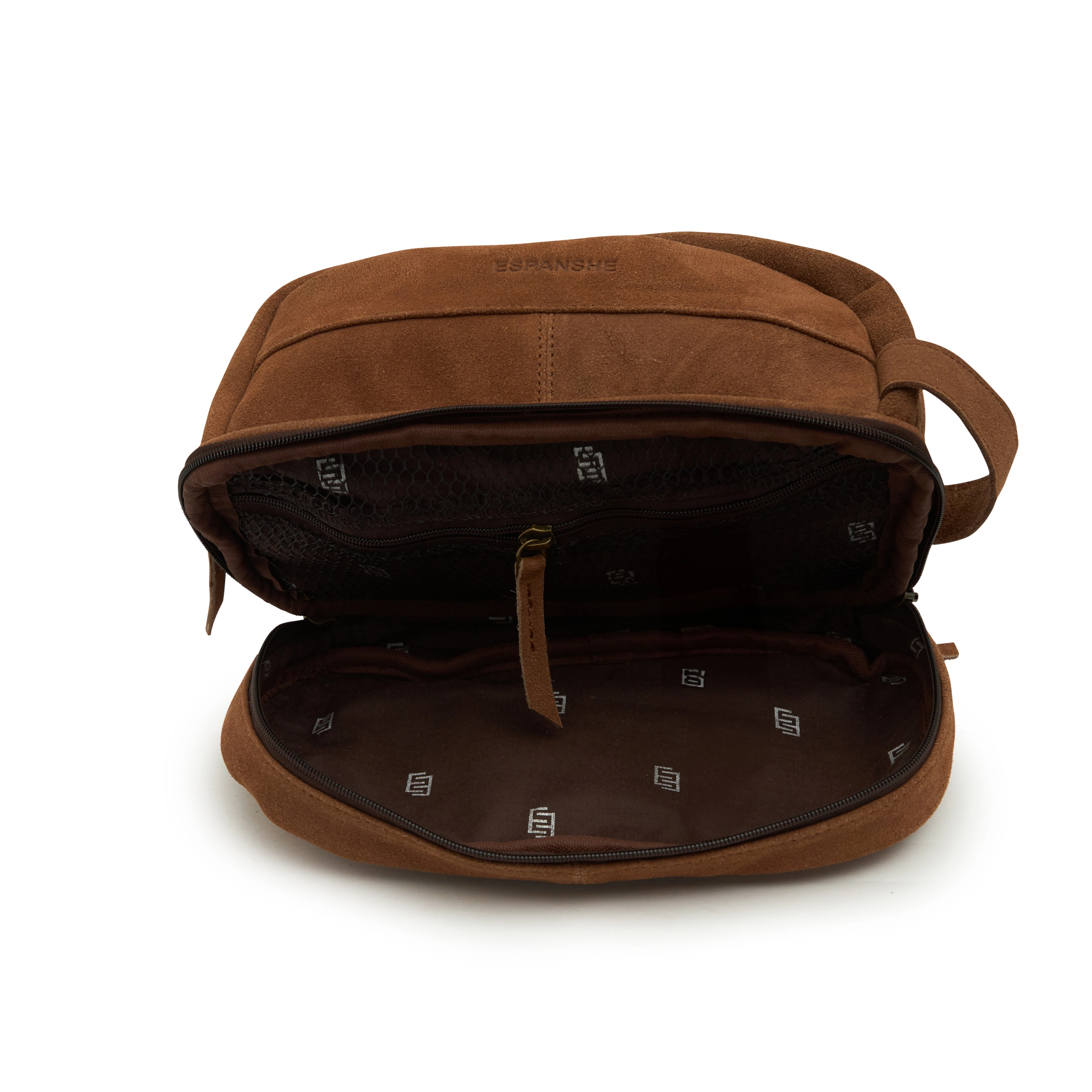 Godfrey - Suede Leather Cosmetic Bag - Tan - Image 4