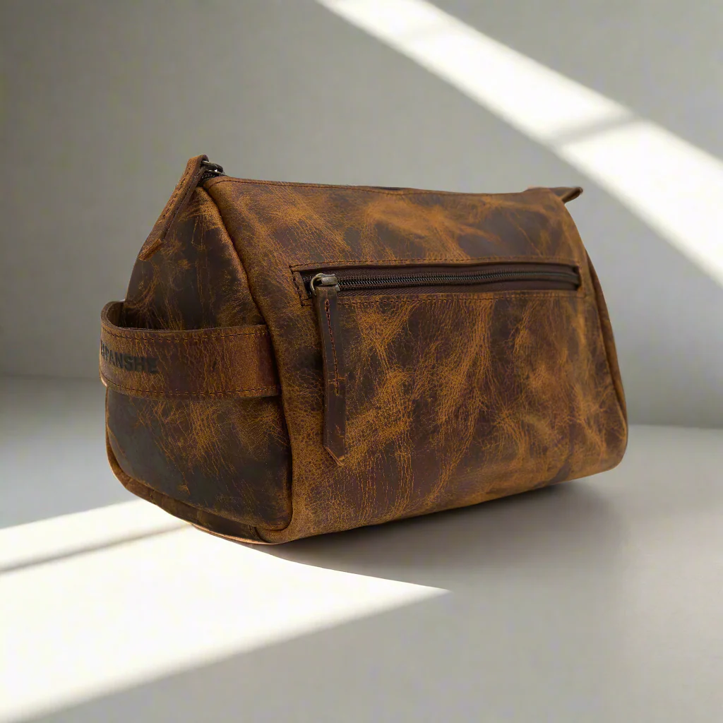 Godfrey - Leather Cosmetic Bag - Brown