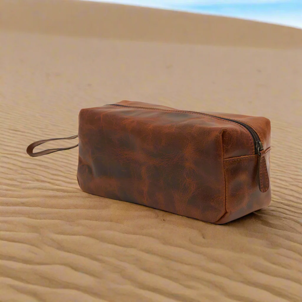 Godfrey - Basic Cosmetic Leather Bag - Tan