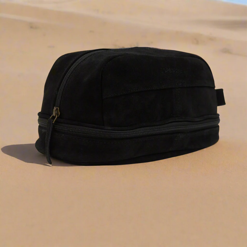 Godfrey - Suede Leather Cosmetic Bag - Black