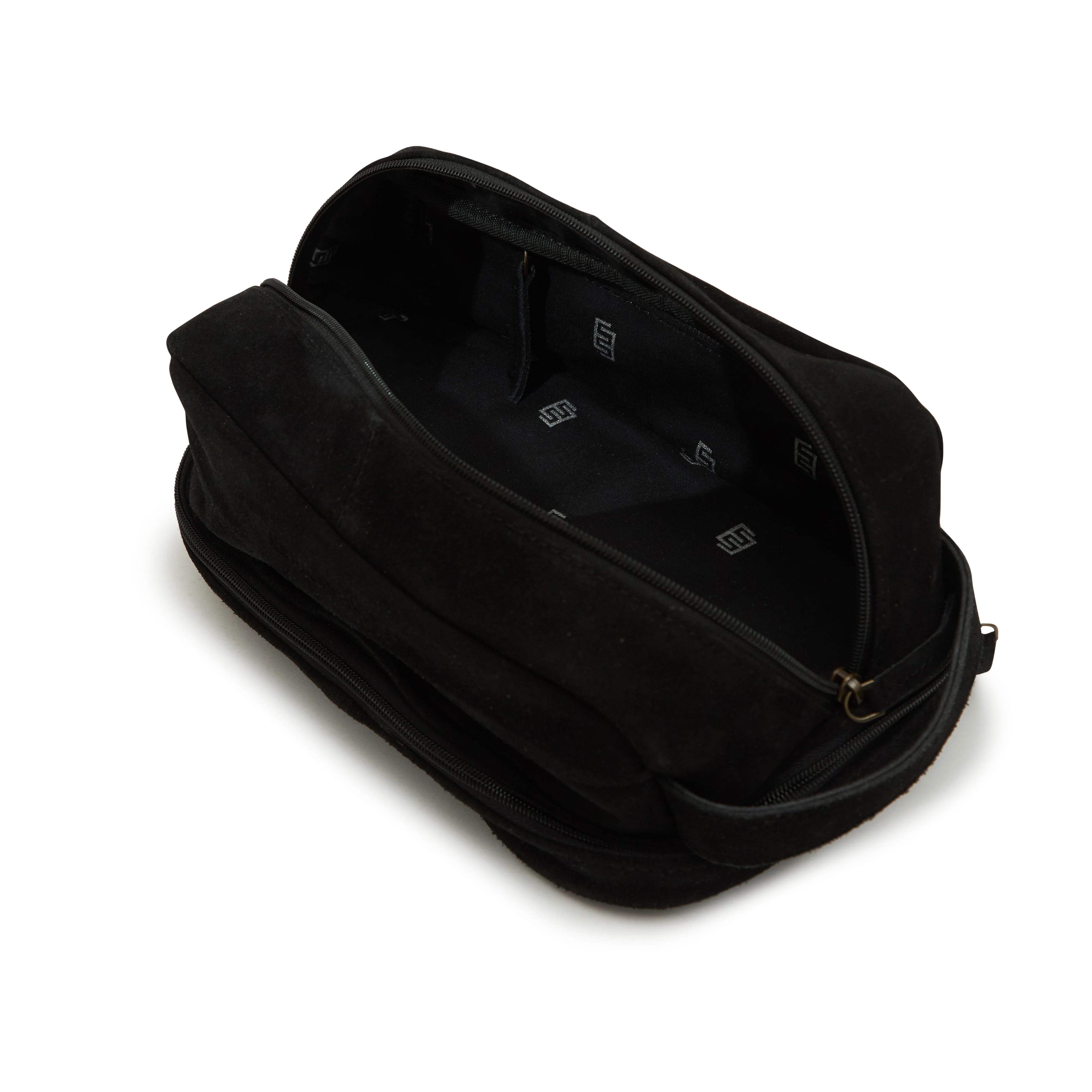 Godfrey - Suede Leather Cosmetic Bag - Black - Image 3