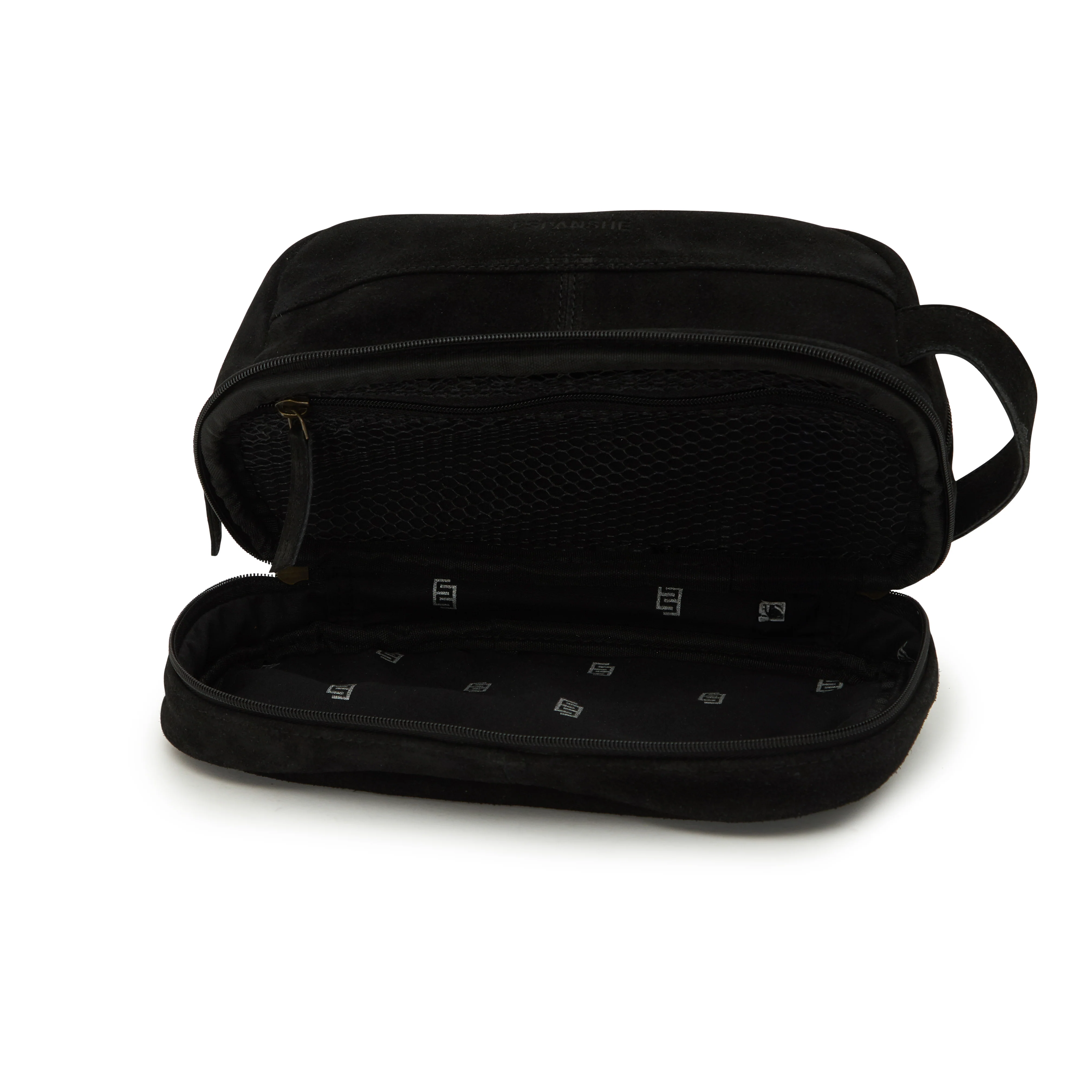Godfrey - Suede Leather Cosmetic Bag - Black - Image 4