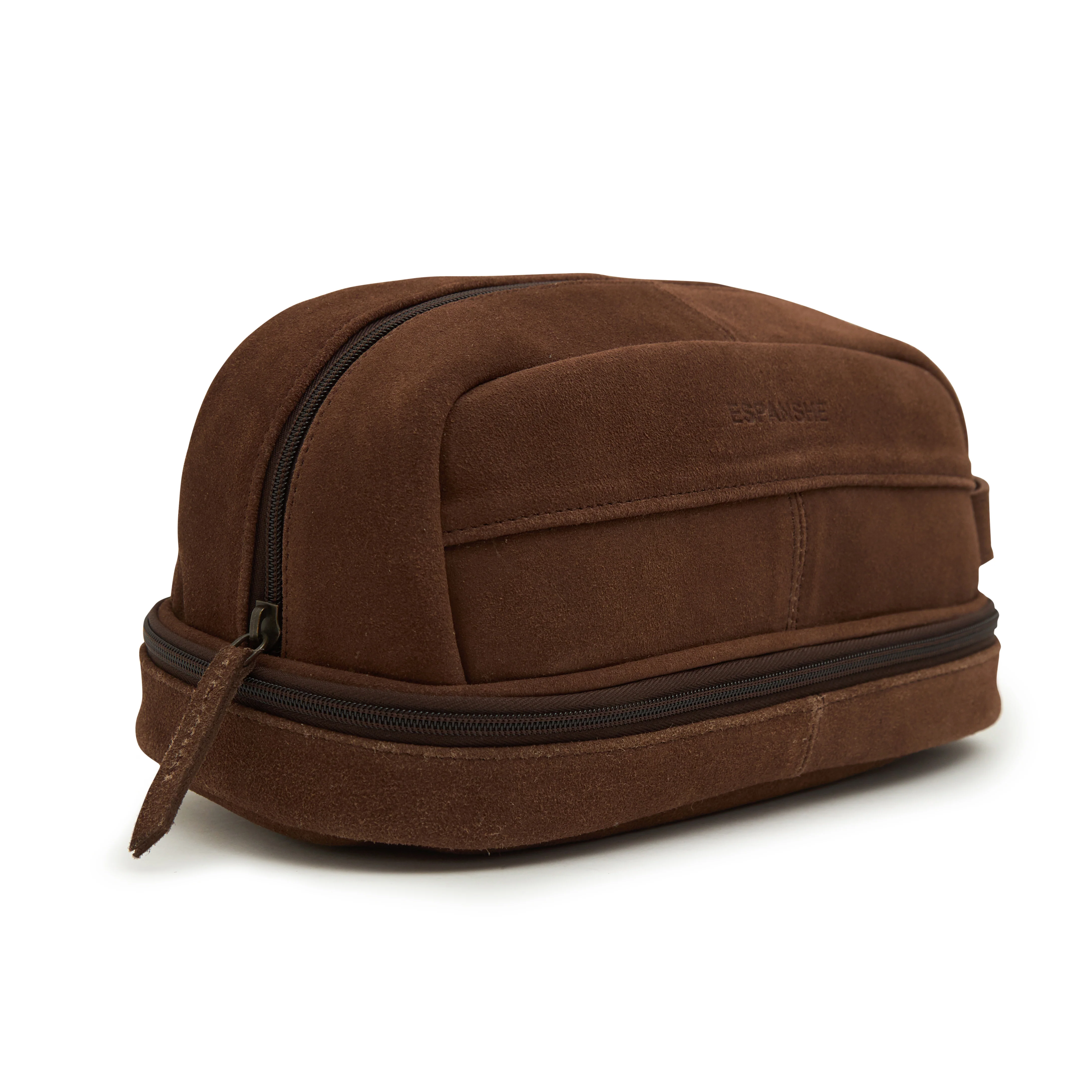 Godfrey -Suede Leather Cosmetic Bag - Brown - Image 2