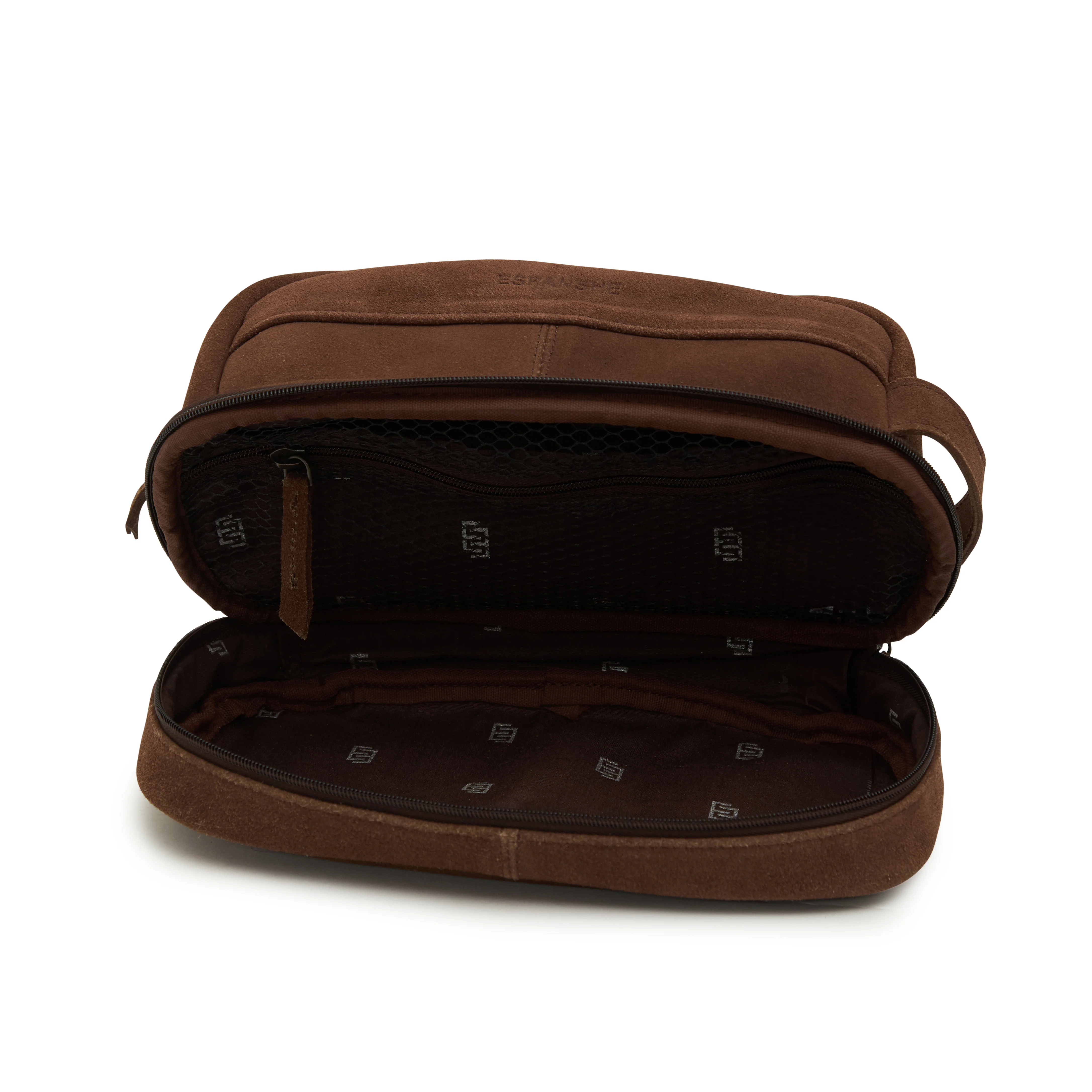 Godfrey -Suede Leather Cosmetic Bag - Brown - Image 4