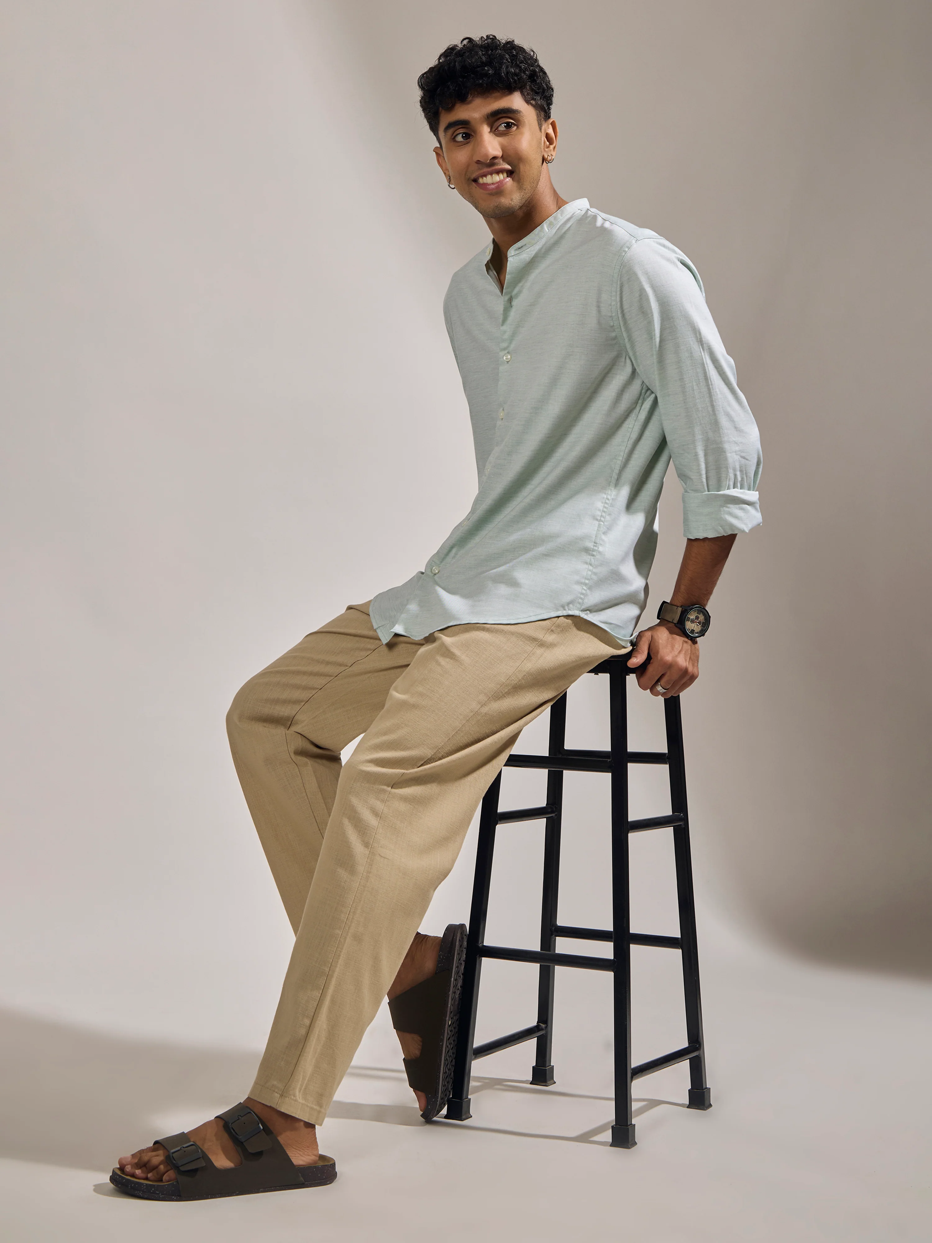 Gwynetha - Loose Fit Linen Joggers - Beige - Image 3