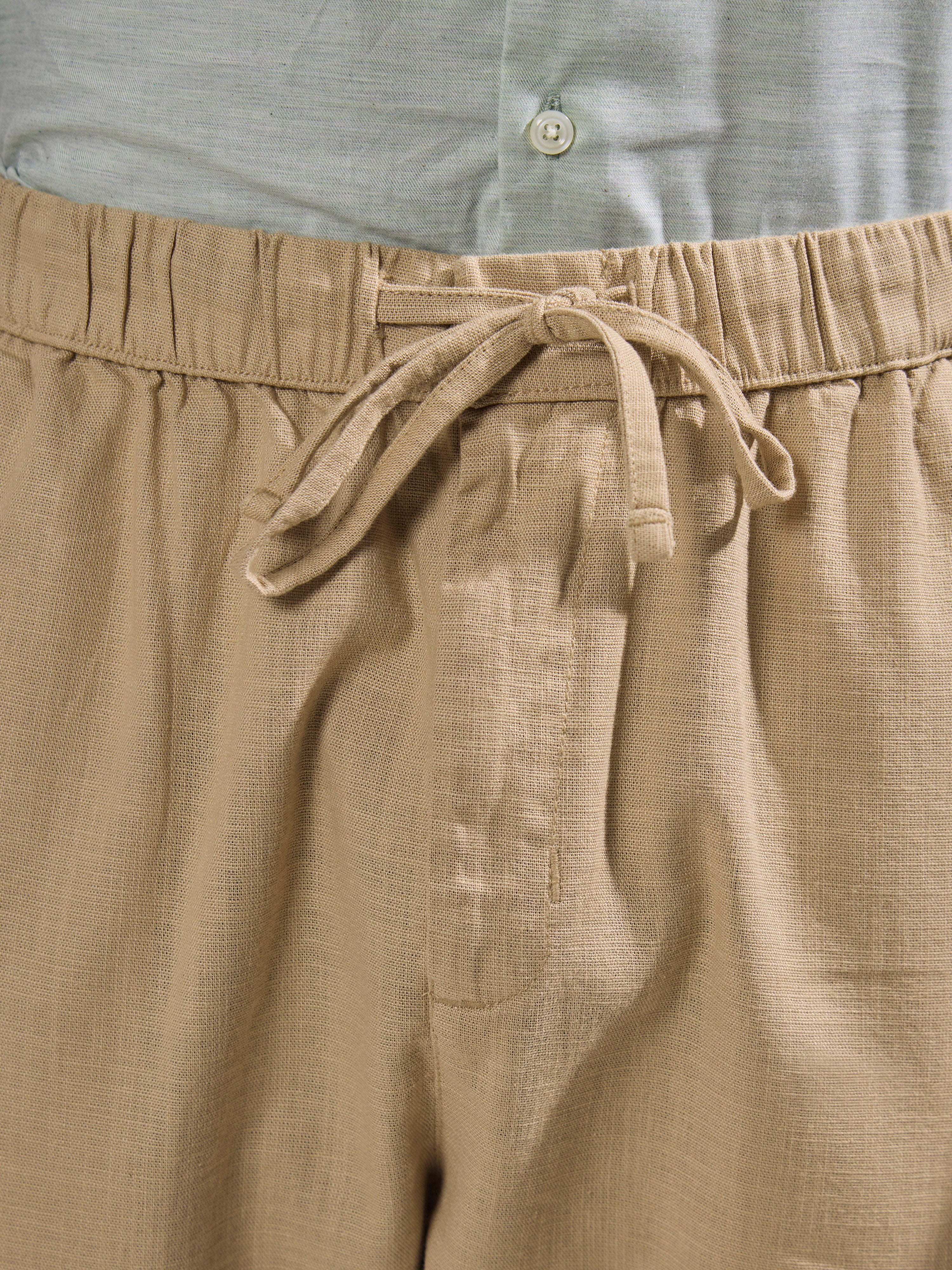 Gwynetha - Loose Fit Linen Joggers - Beige - Image 5