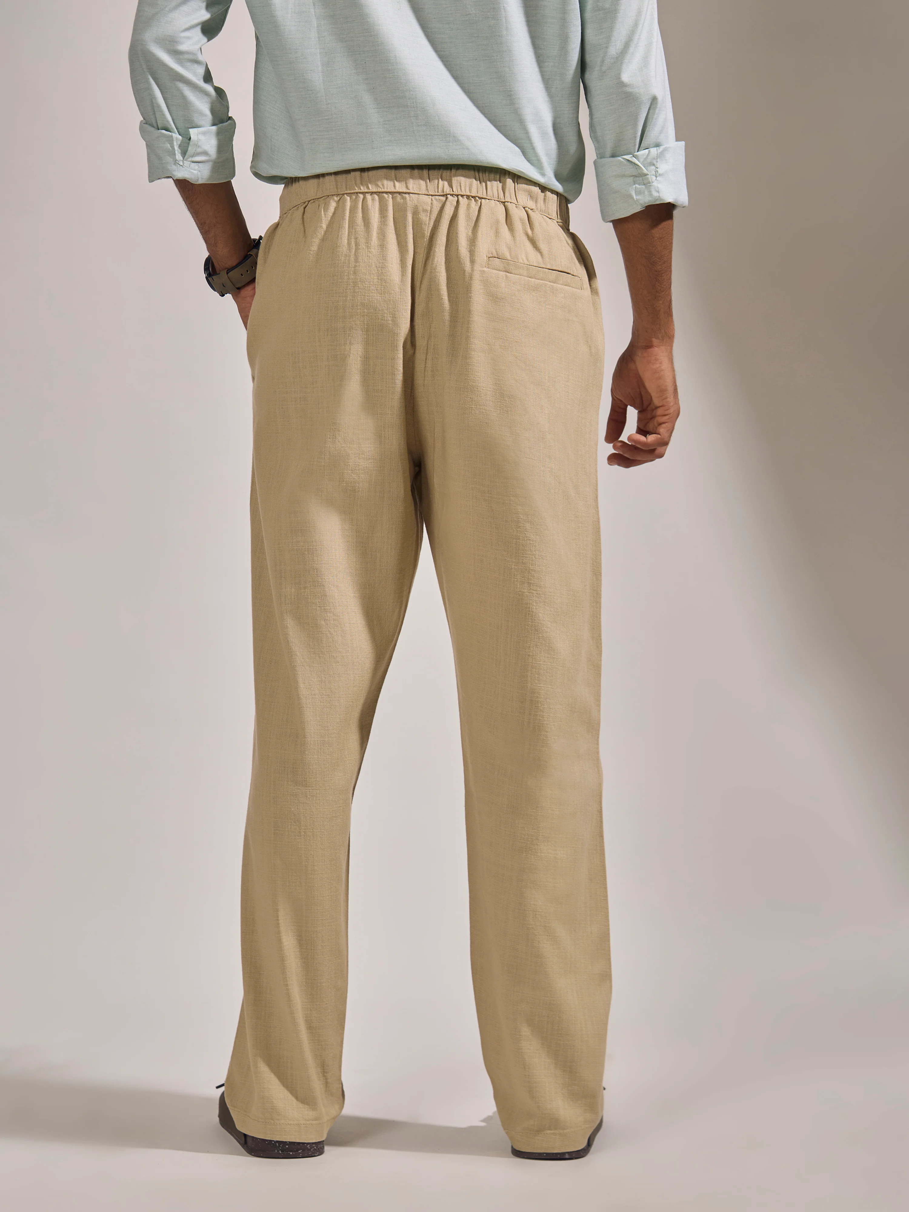 Gwynetha - Loose Fit Linen Joggers - Beige - Image 6