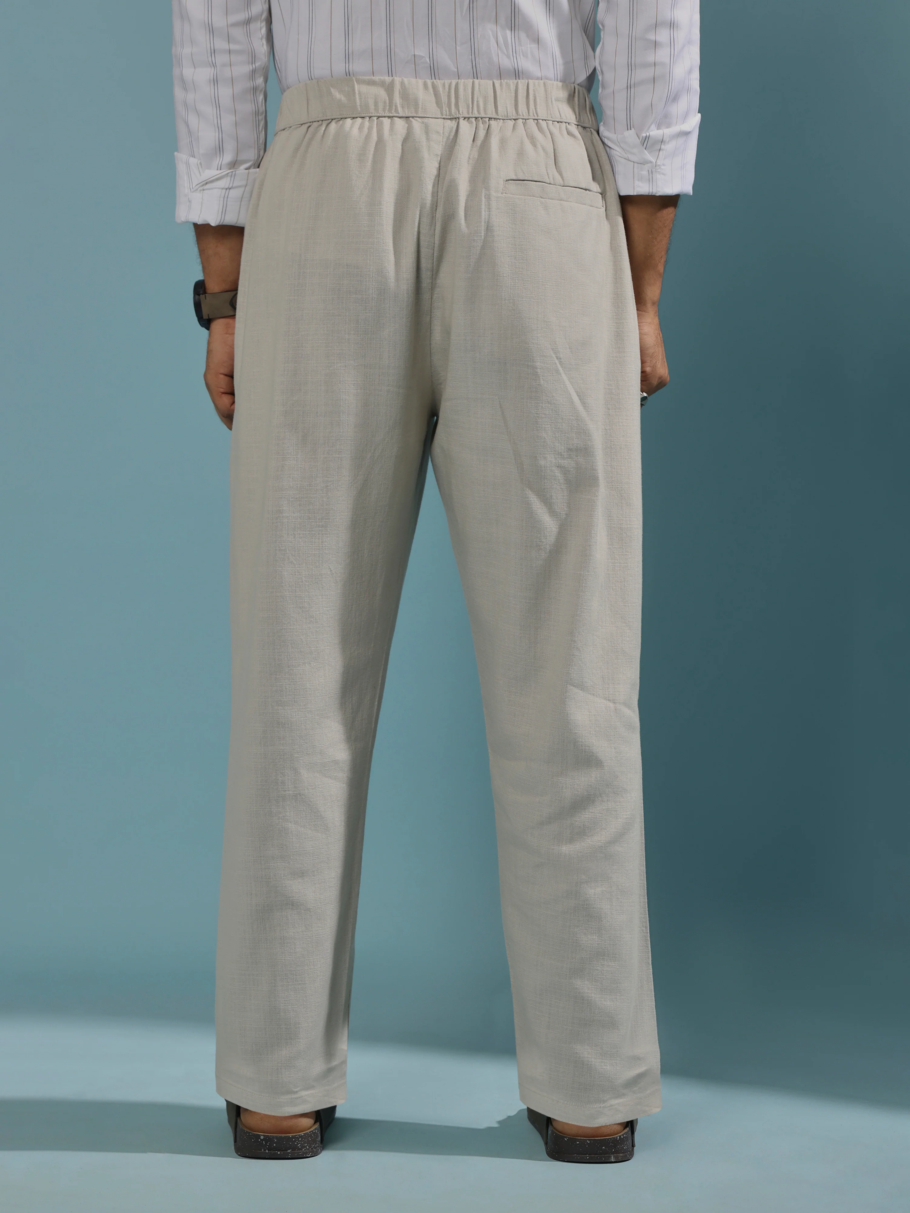 Gwynetha - Loose Fit Linen Joggers - Light Grey - Image 5
