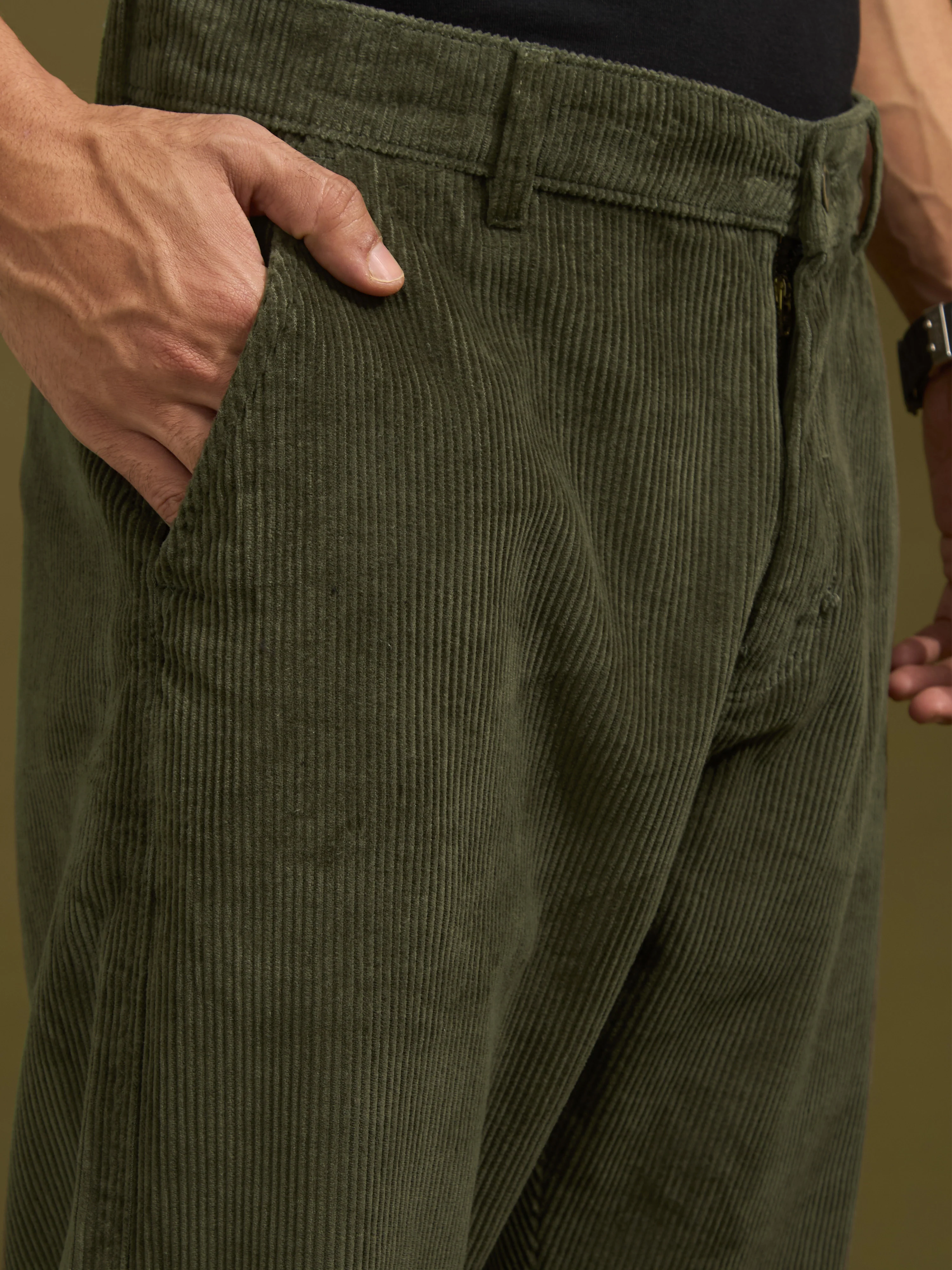 Holden - Corduroy Crop Trouser - Dark Green - Image 4