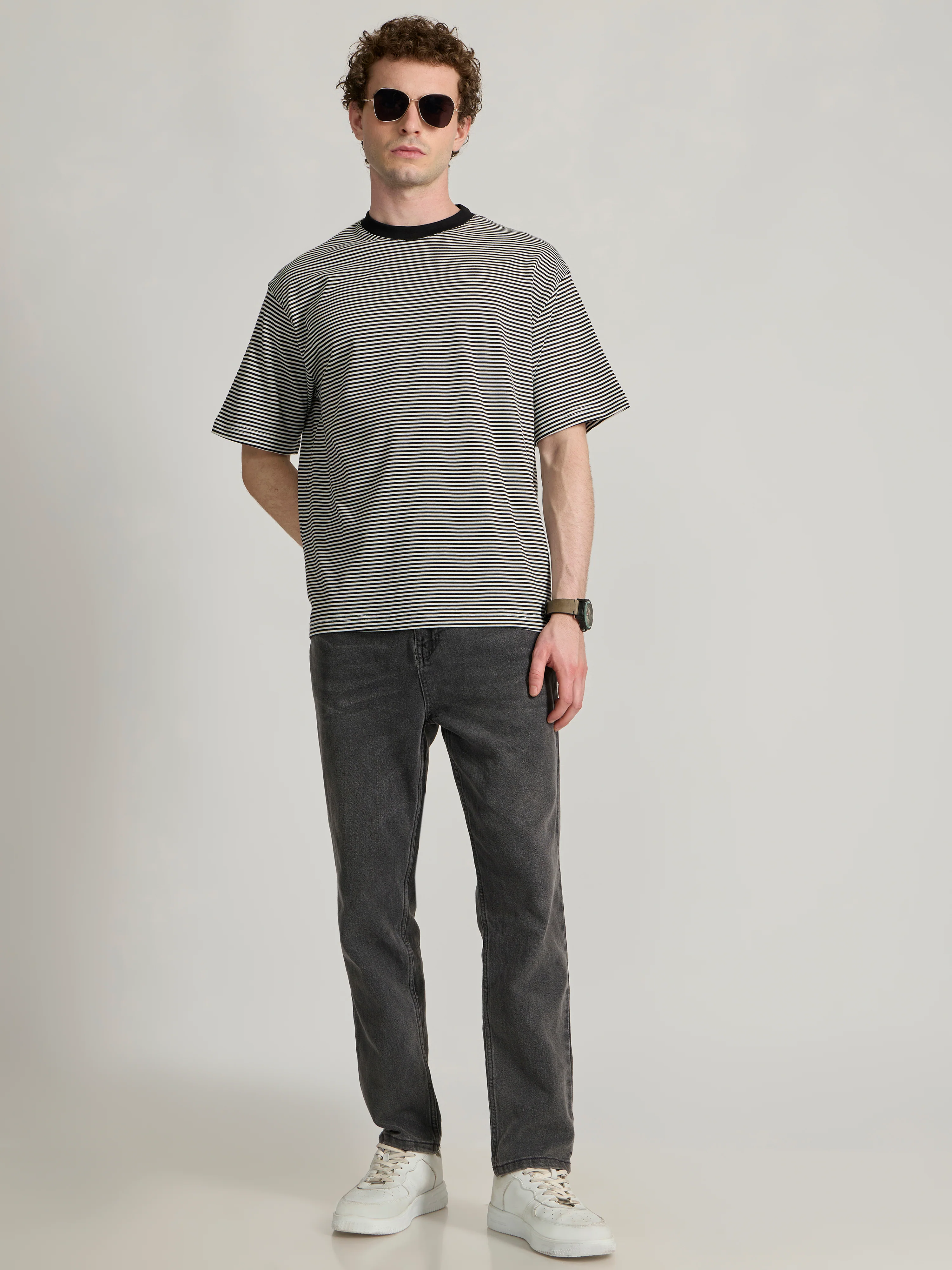 Ionathan - Striped Crew T-Shirt - Black - Image 2