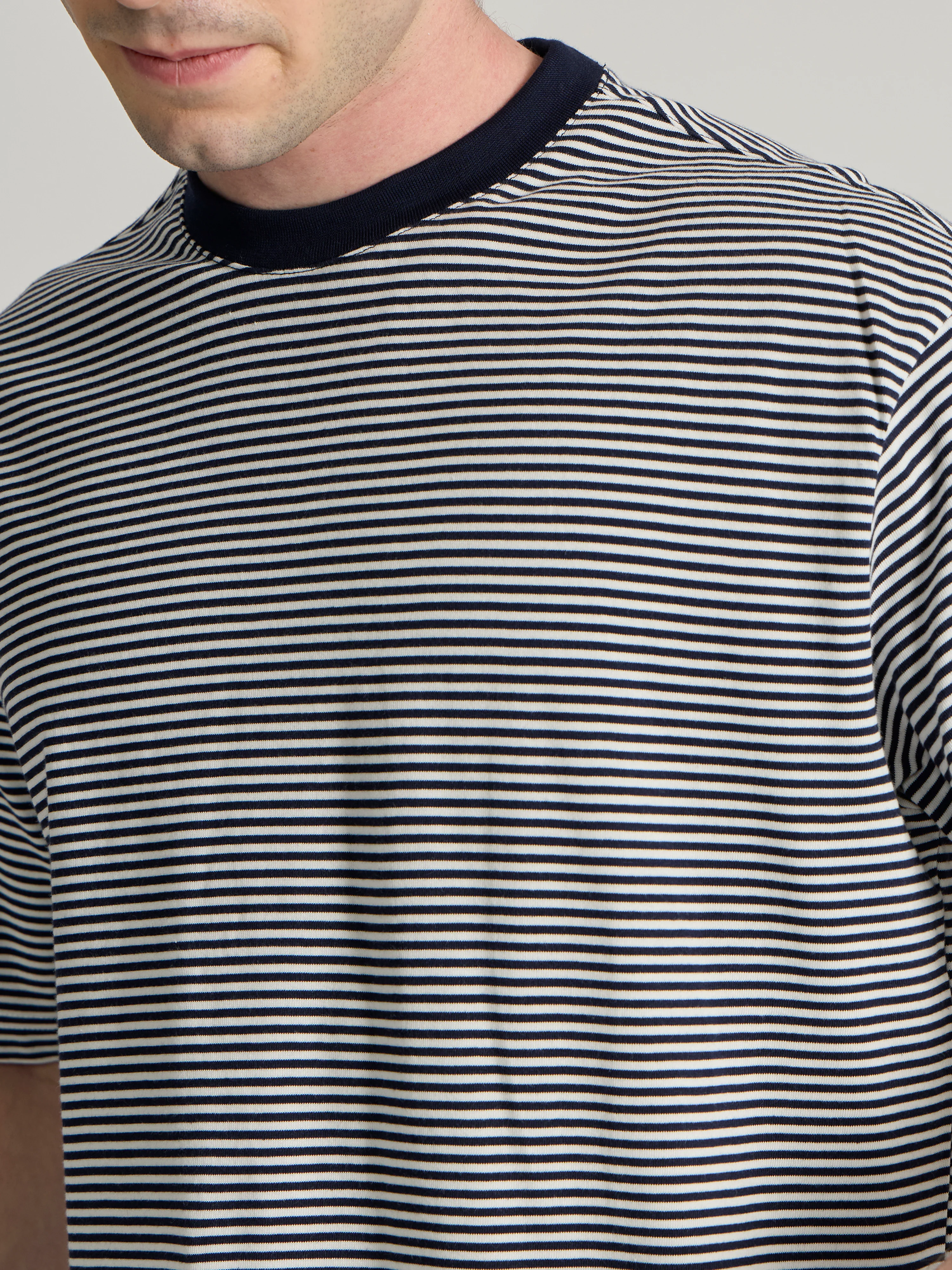 Ionathan - Striped Crew T-Shirt - Navy Blue - Image 2