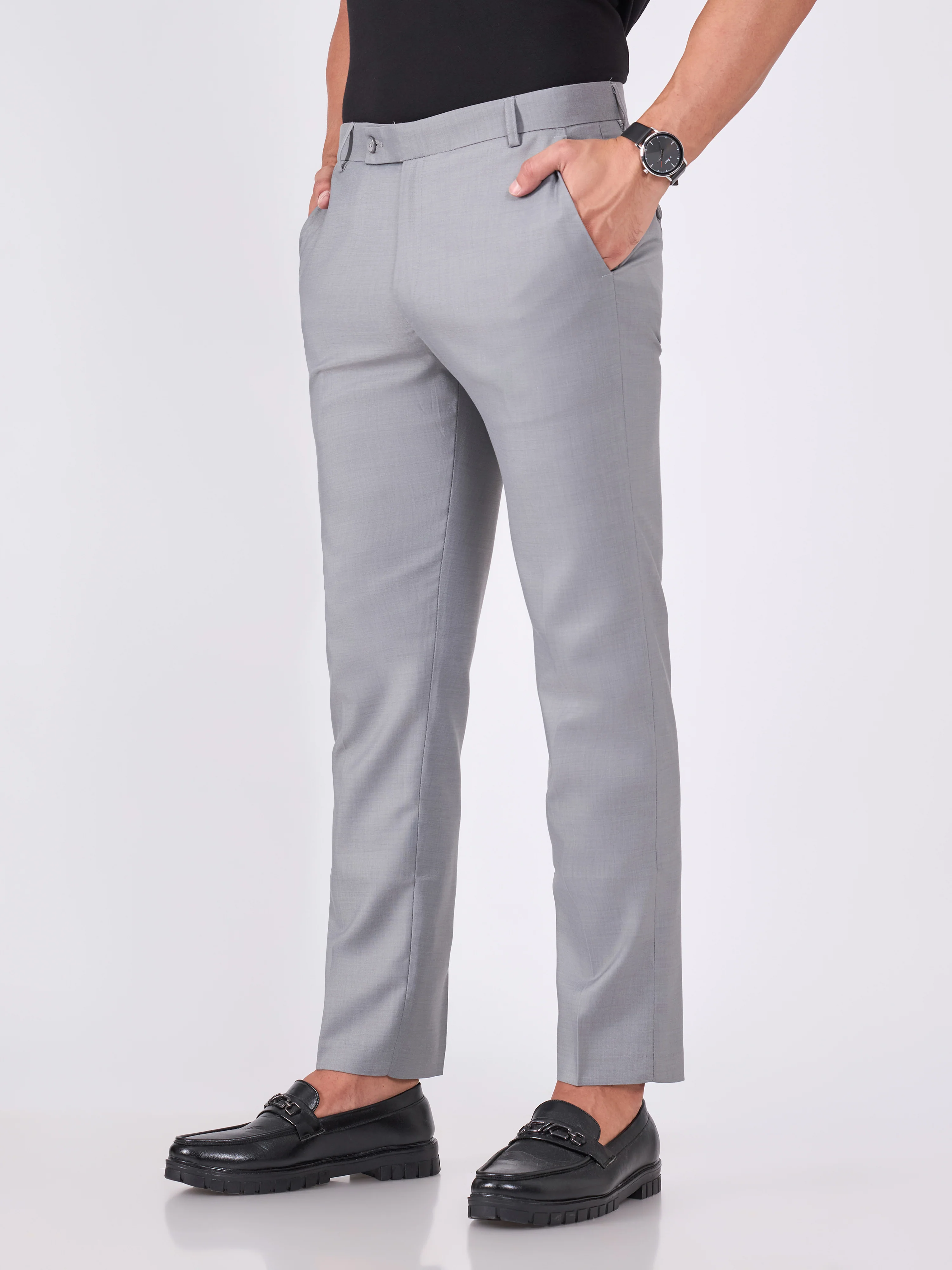 Itron - Skinny Fit Formal Pant - Grey - Image 2