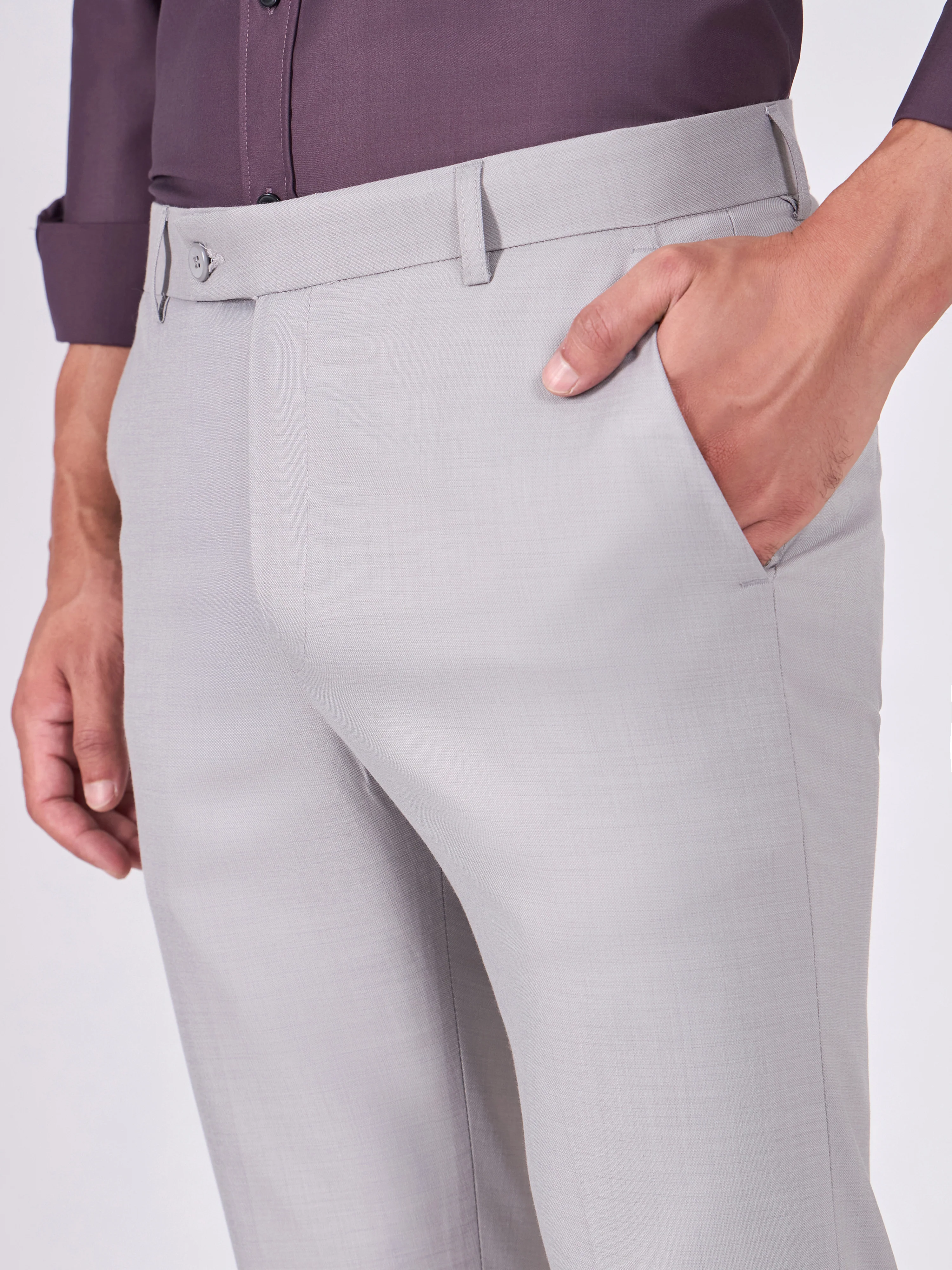 Itron - Skinny Fit Formal Pant - Light Grey - Image 4