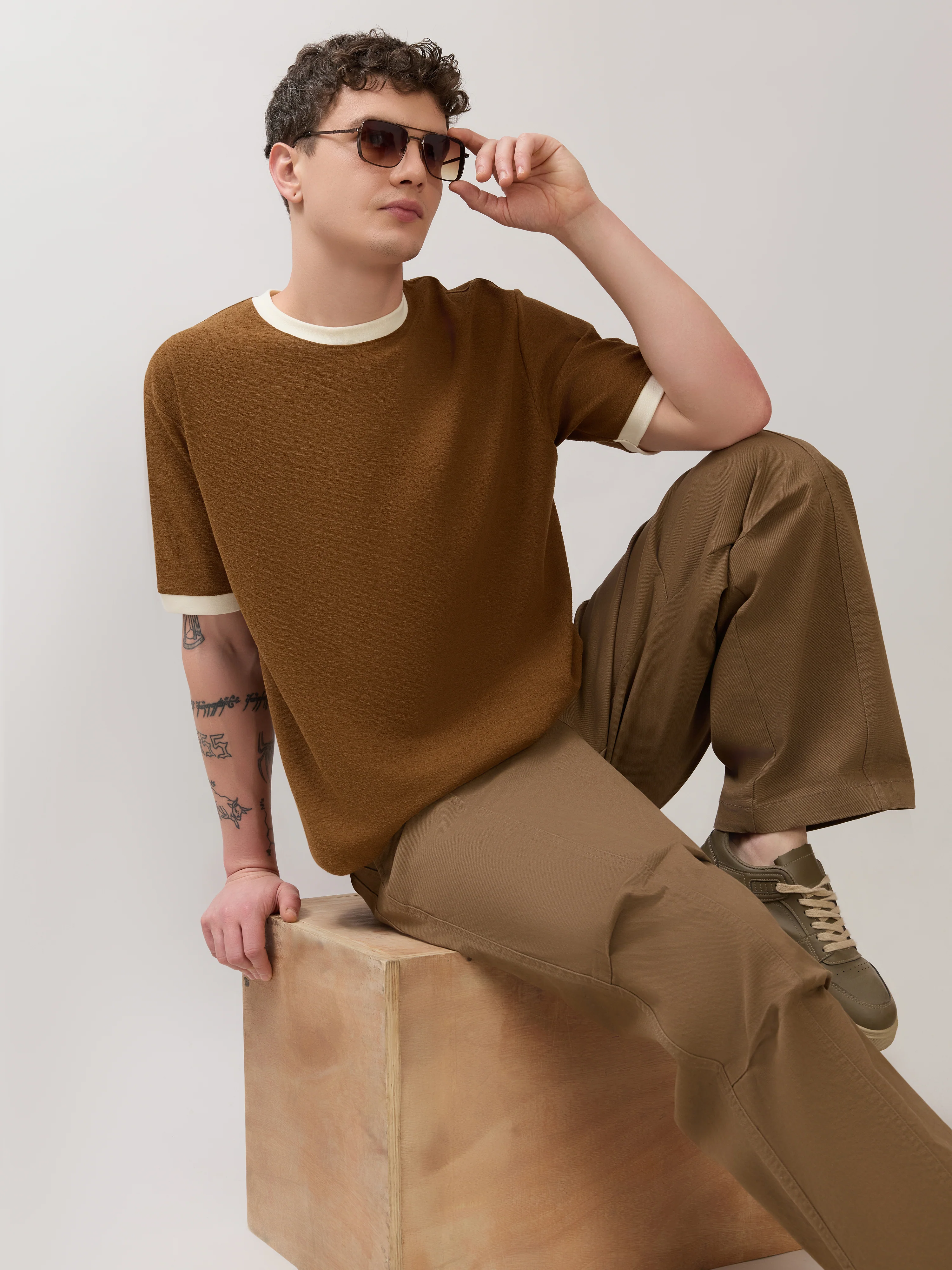 Karoon - Slim Fit Round-Neck T-Shirt - Brown - Image 2