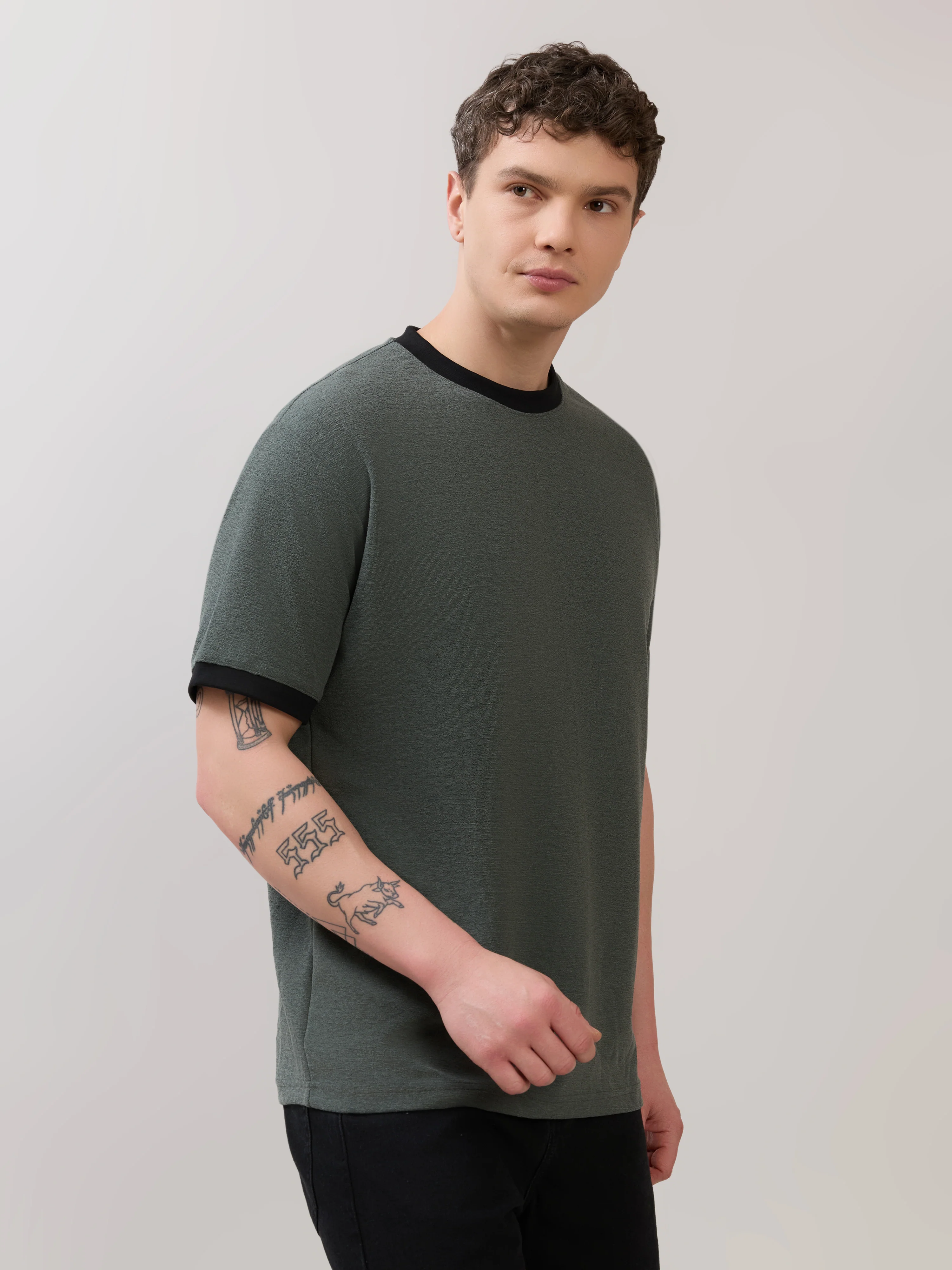 Karoon - Slim Fit Round-Neck T-Shirt - Green - Image 5