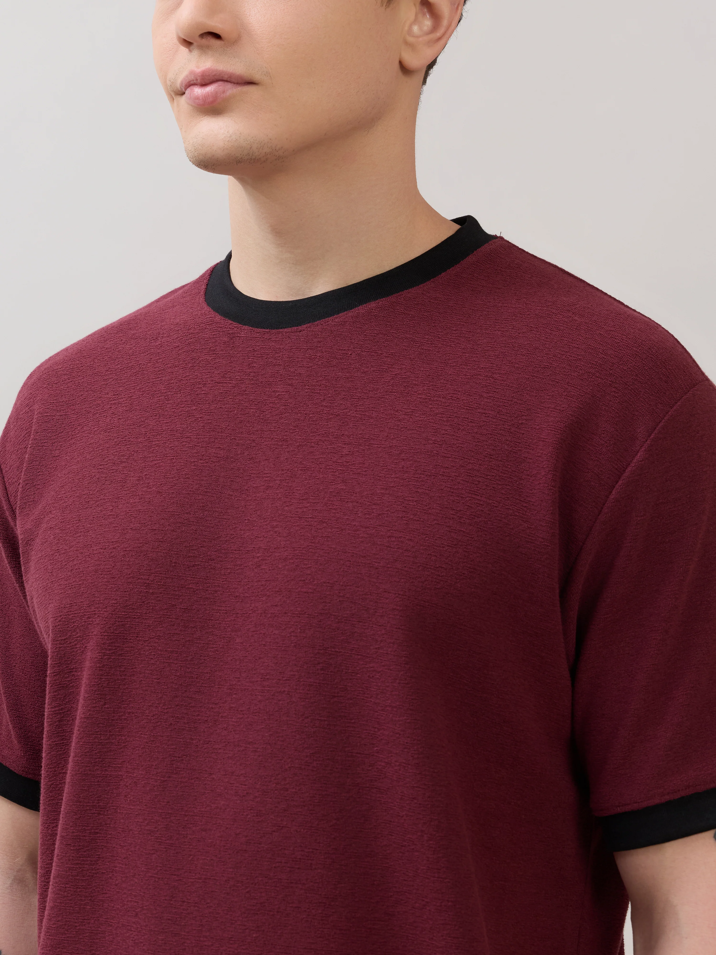 Karoon - Slim Fit Round-Neck T-Shirt - Maroon - Image 3