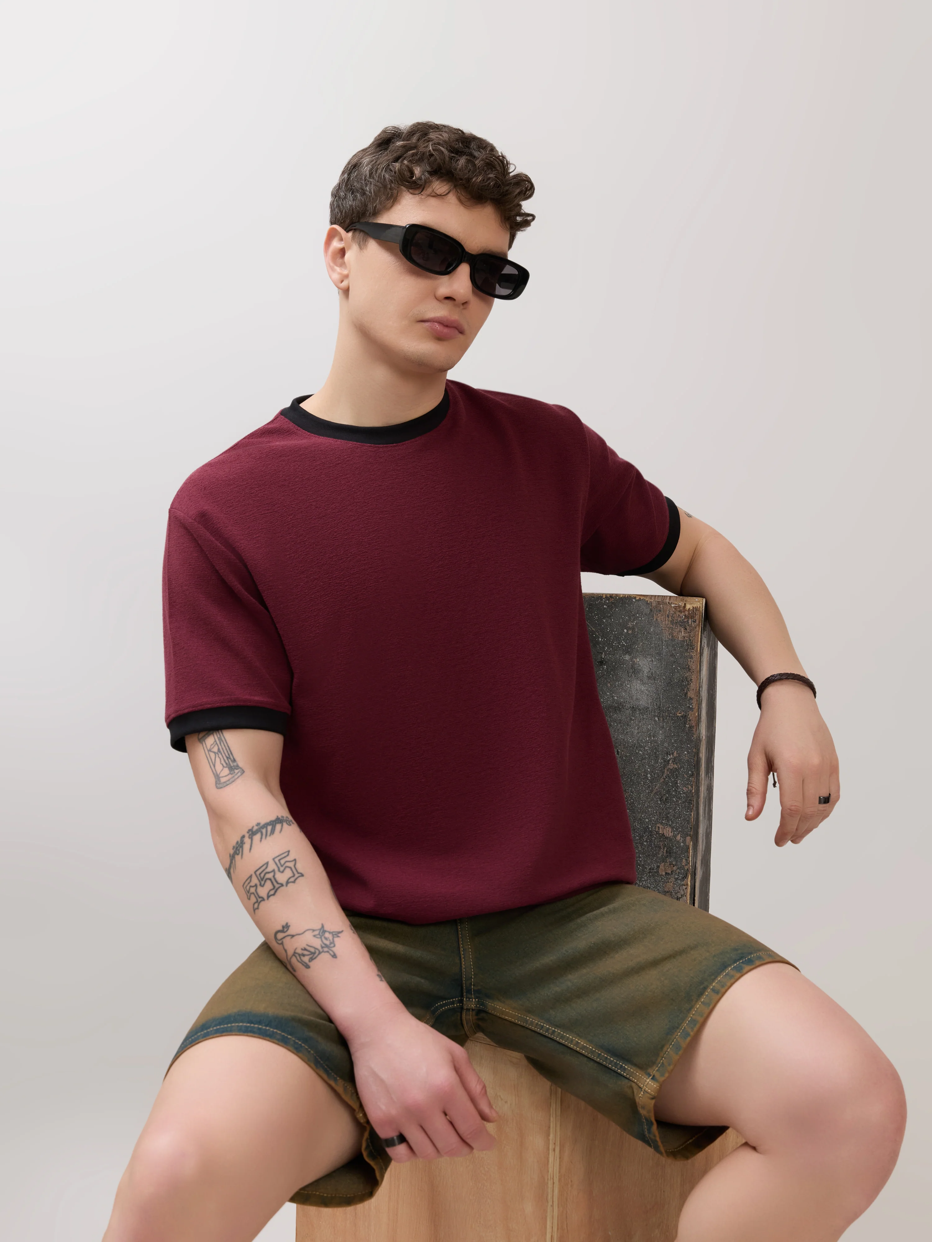 Karoon - Slim Fit Round-Neck T-Shirt - Maroon - Image 4