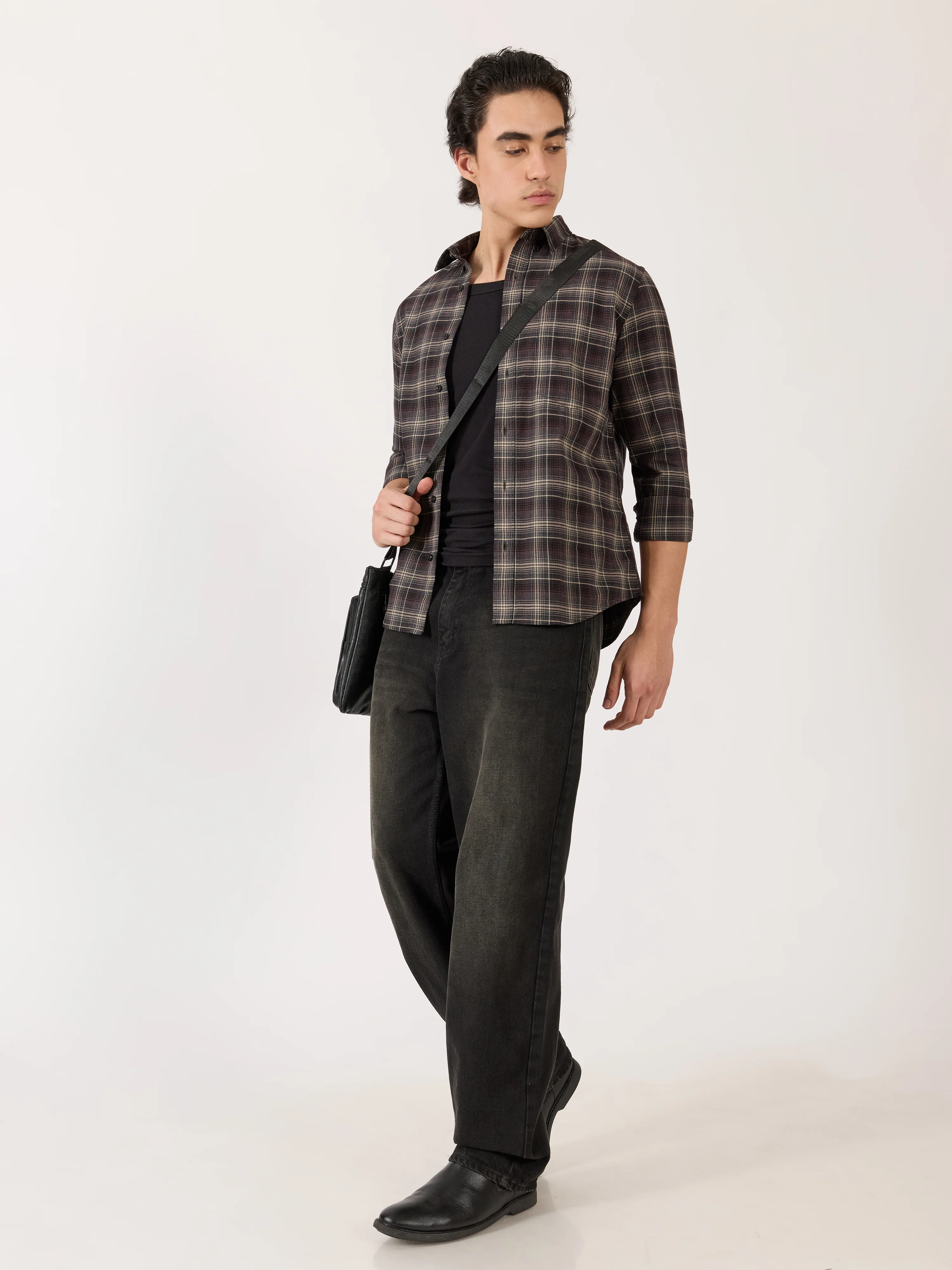 Katasha - Turkish Fit Checked Shirt - Maroon - Image 3