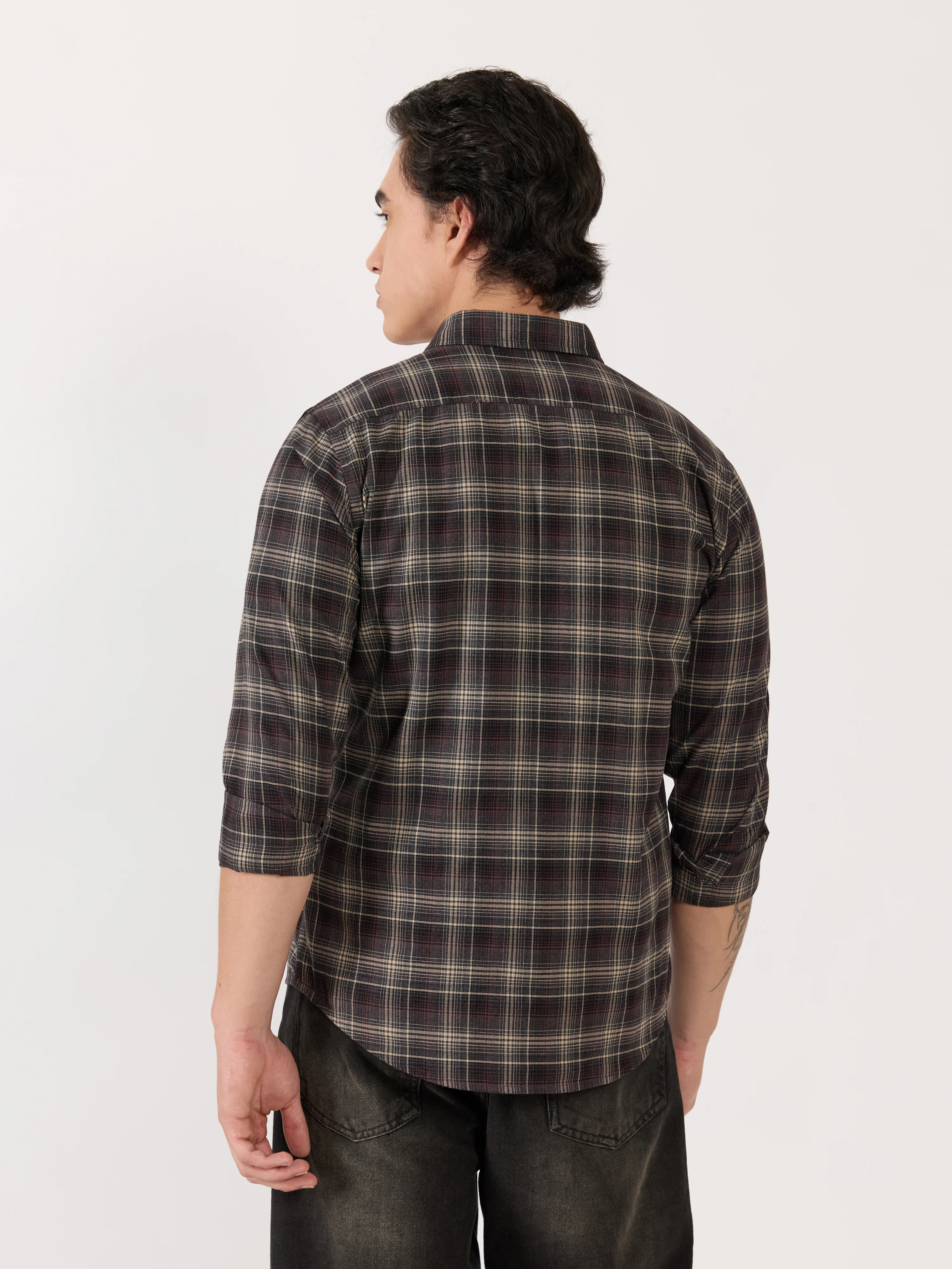 Katasha - Turkish Fit Checked Shirt - Maroon - Image 6