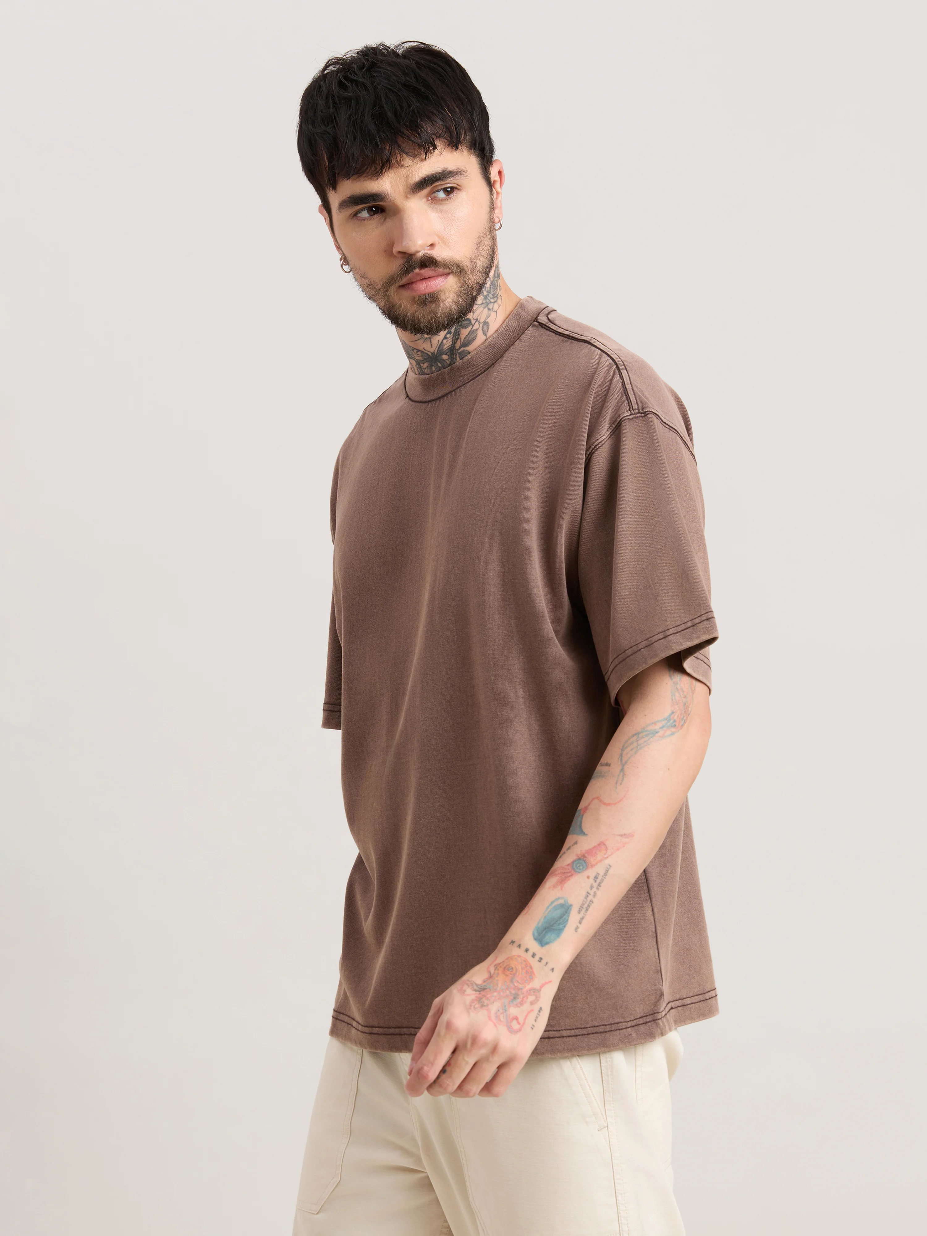 Kellington - Fade Brown Baggy T-Shirt - Image 4