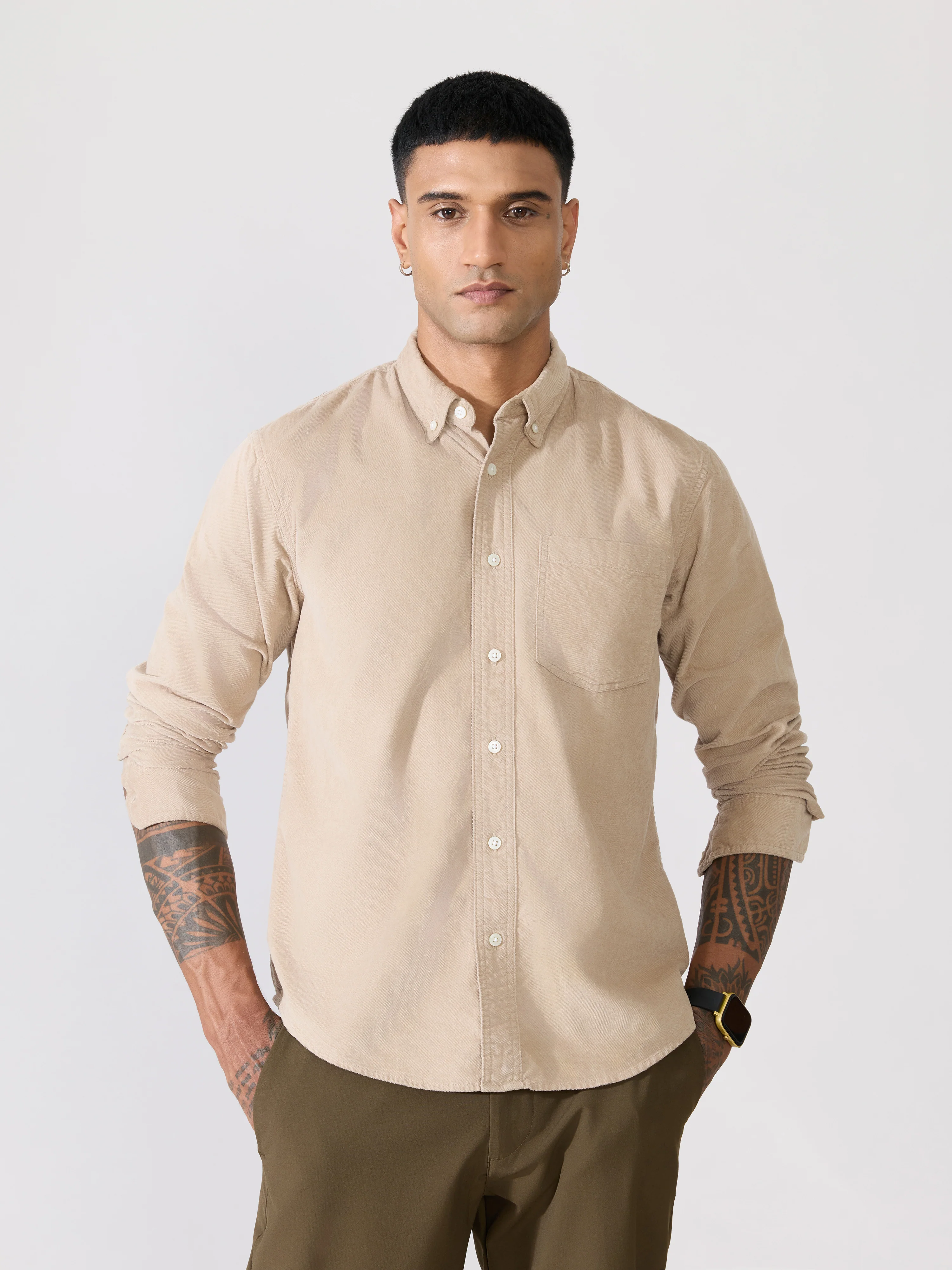 Kokamo - Relaxed Corduroy Shirt - Beige - Image 5