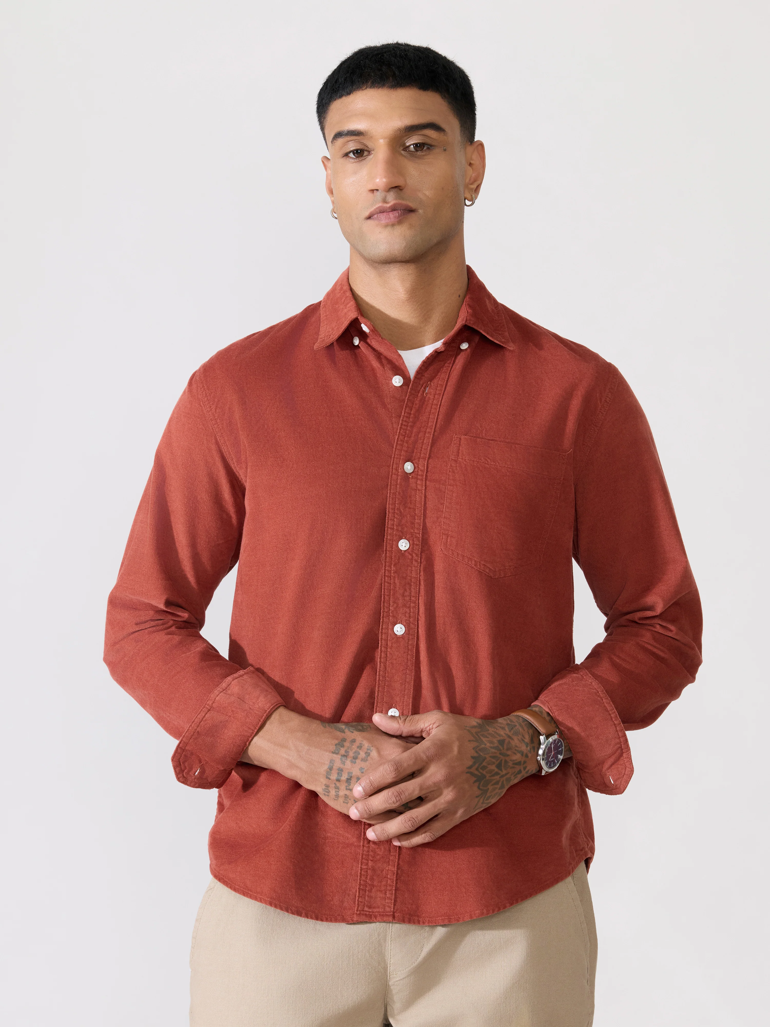 Kokamo - Relaxed Corduroy Shirt - Rust Red - Image 5